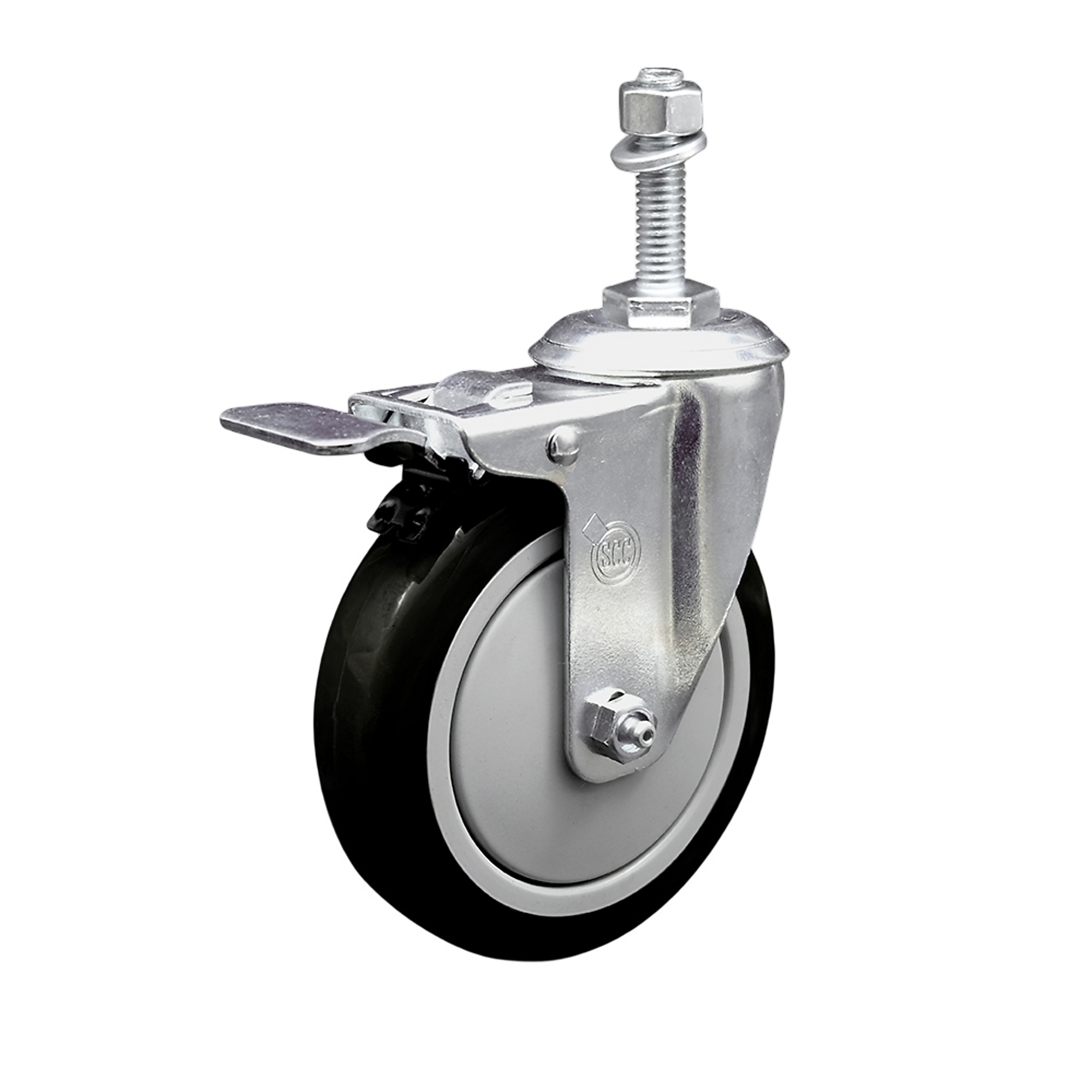 Service Caster, 5Inch x 1 1/4Inch Stem Caster, Wheel Diameter 5 in, Caster Type Swivel, Package (qty.) 1, Model SCC-TSTTL20S514-PPUB-BLK-M1015