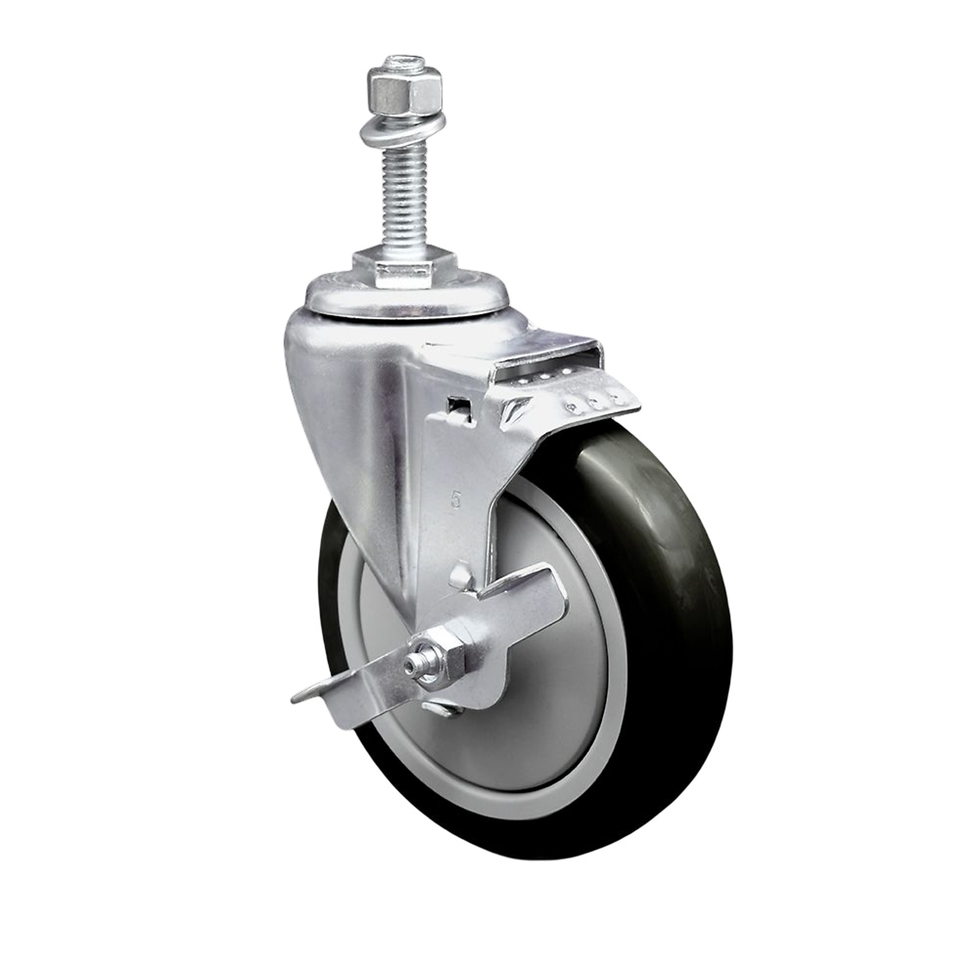 Service Caster, 5Inch x 1 1/4Inch Stem Caster, Wheel Diameter 5 in, Caster Type Swivel, Package (qty.) 1, Model SCC-TS20S514-PPUB-BLK-TLB-M1015