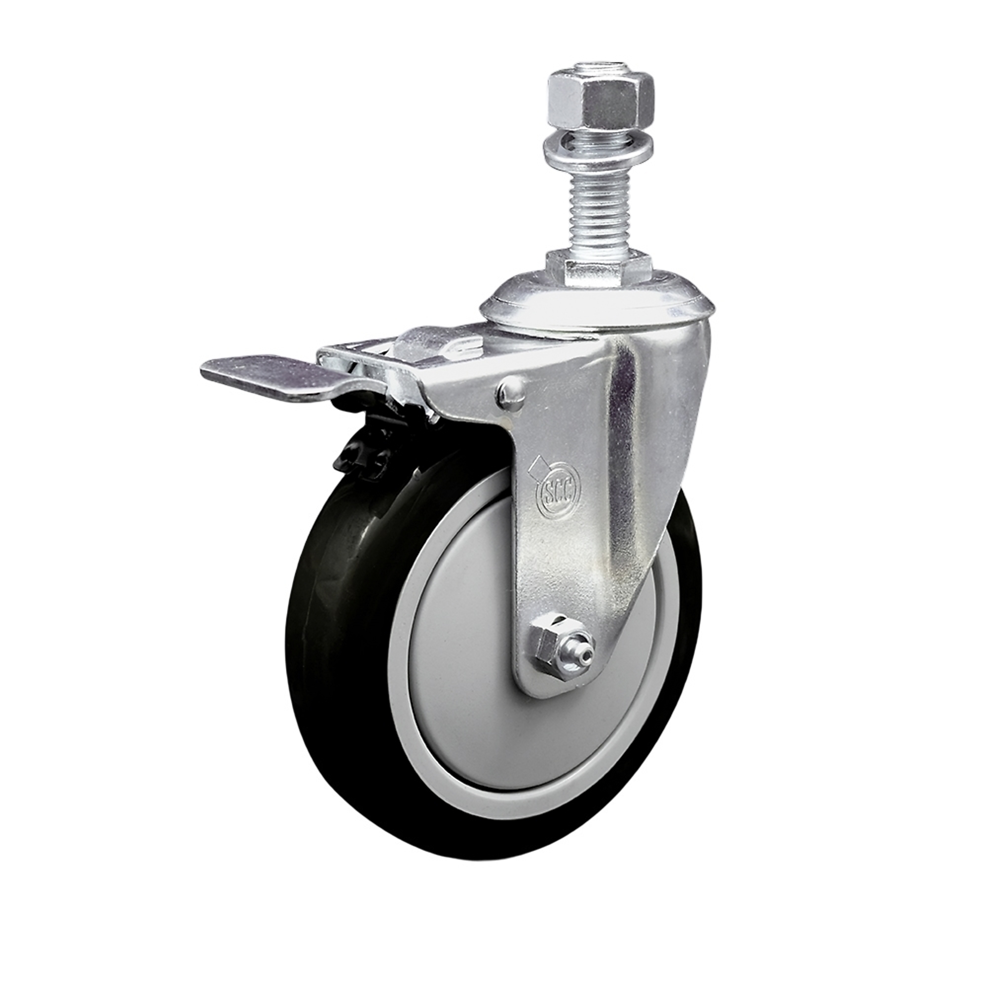 Service Caster, 5Inch x 1 1/4Inch Stem Caster, Wheel Diameter 5 in, Caster Type Swivel, Package (qty.) 1, Model SCC-TSTTL20S514-PPUB-BLK-M1215