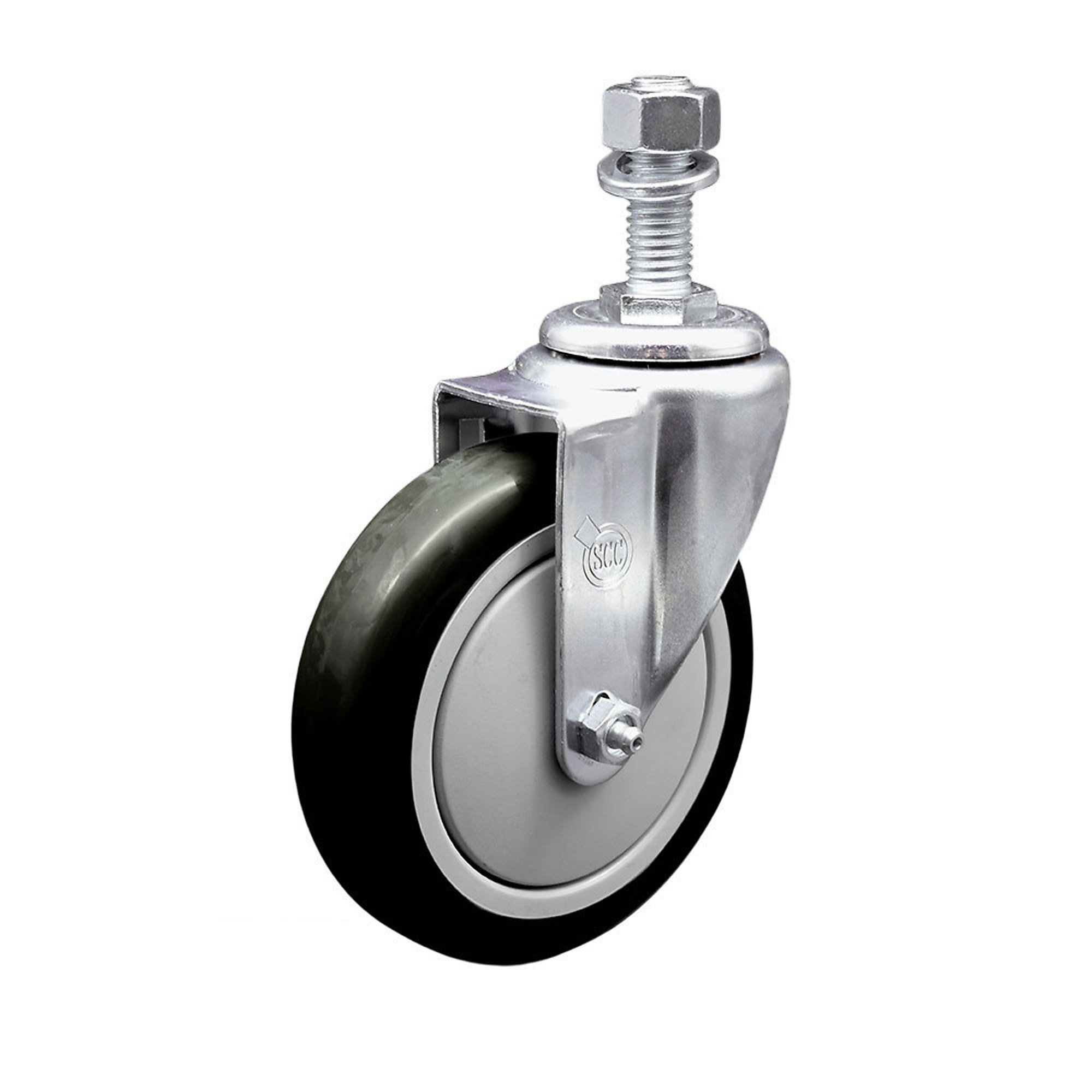 Service Caster, 5Inch x 1 1/4Inch Stem Caster, Wheel Diameter 5 in, Caster Type Swivel, Package (qty.) 1, Model SCC-TS20S514-PPUB-BLK-M1215