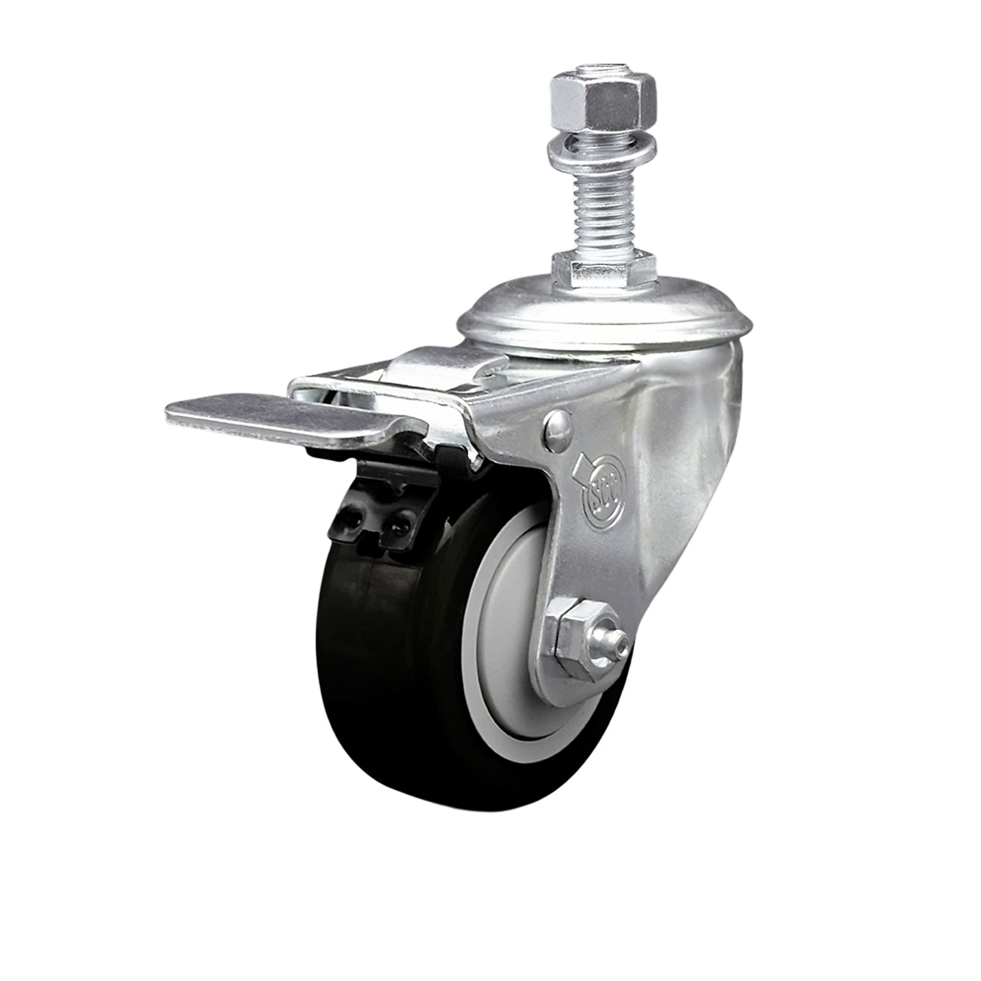 Service Caster, 3Inch x 1 1/4Inch Stem Caster, Wheel Diameter 3 in, Caster Type Swivel, Package (qty.) 1, Model SCC-TSTTL20S314-PPUB-BLK-M1215