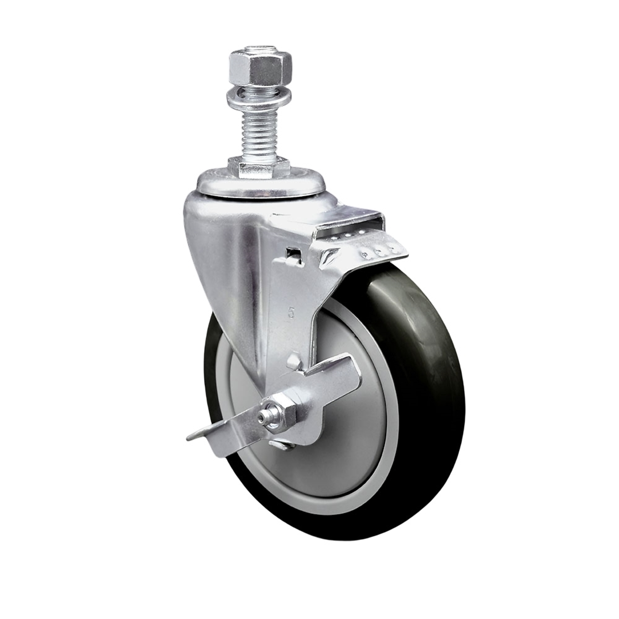 Service Caster, 5Inch x 1 1/4Inch Stem Caster, Wheel Diameter 5 in, Caster Type Swivel, Package (qty.) 1, Model SCC-TS20S514-PPUB-BLK-TLB-M1215