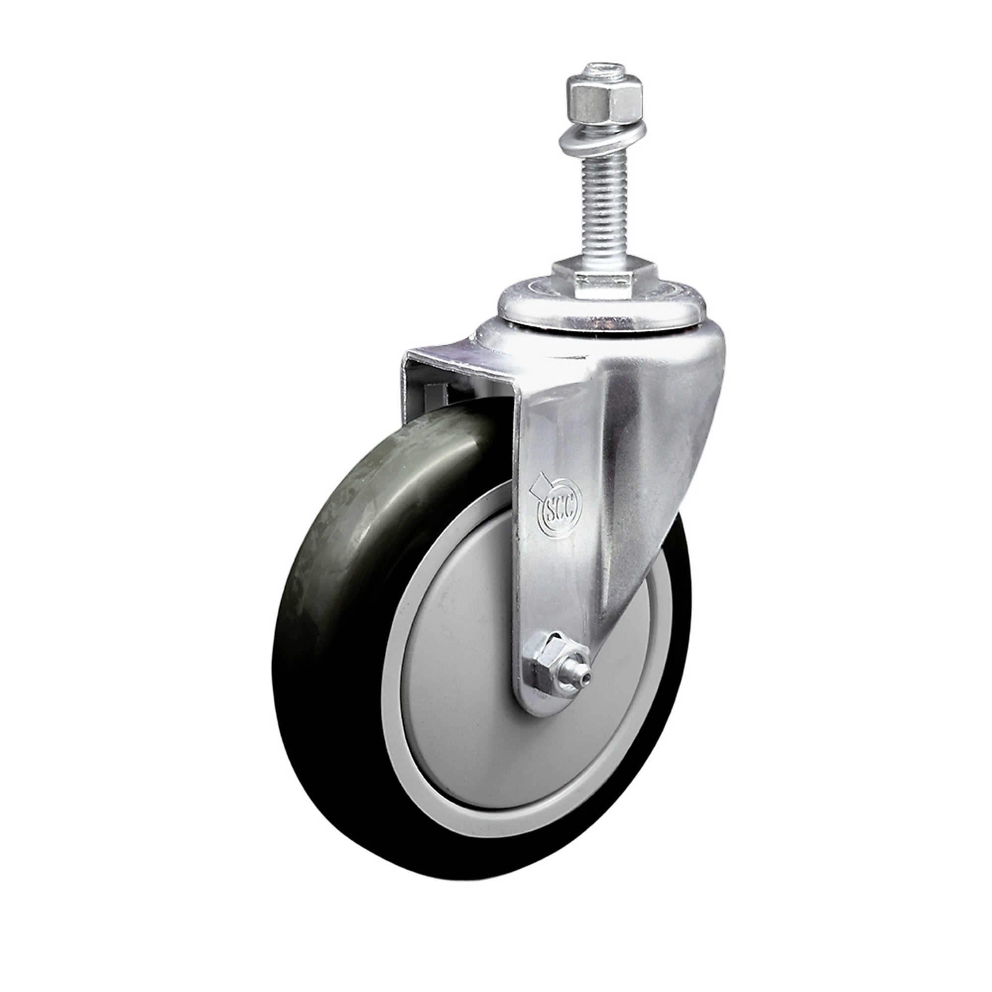 Service Caster, 5Inch x 1 1/4Inch Stem Caster, Wheel Diameter 5 in, Caster Type Swivel, Package (qty.) 1, Model SCC-SSTS20S514-PPUB-BLK-M1015