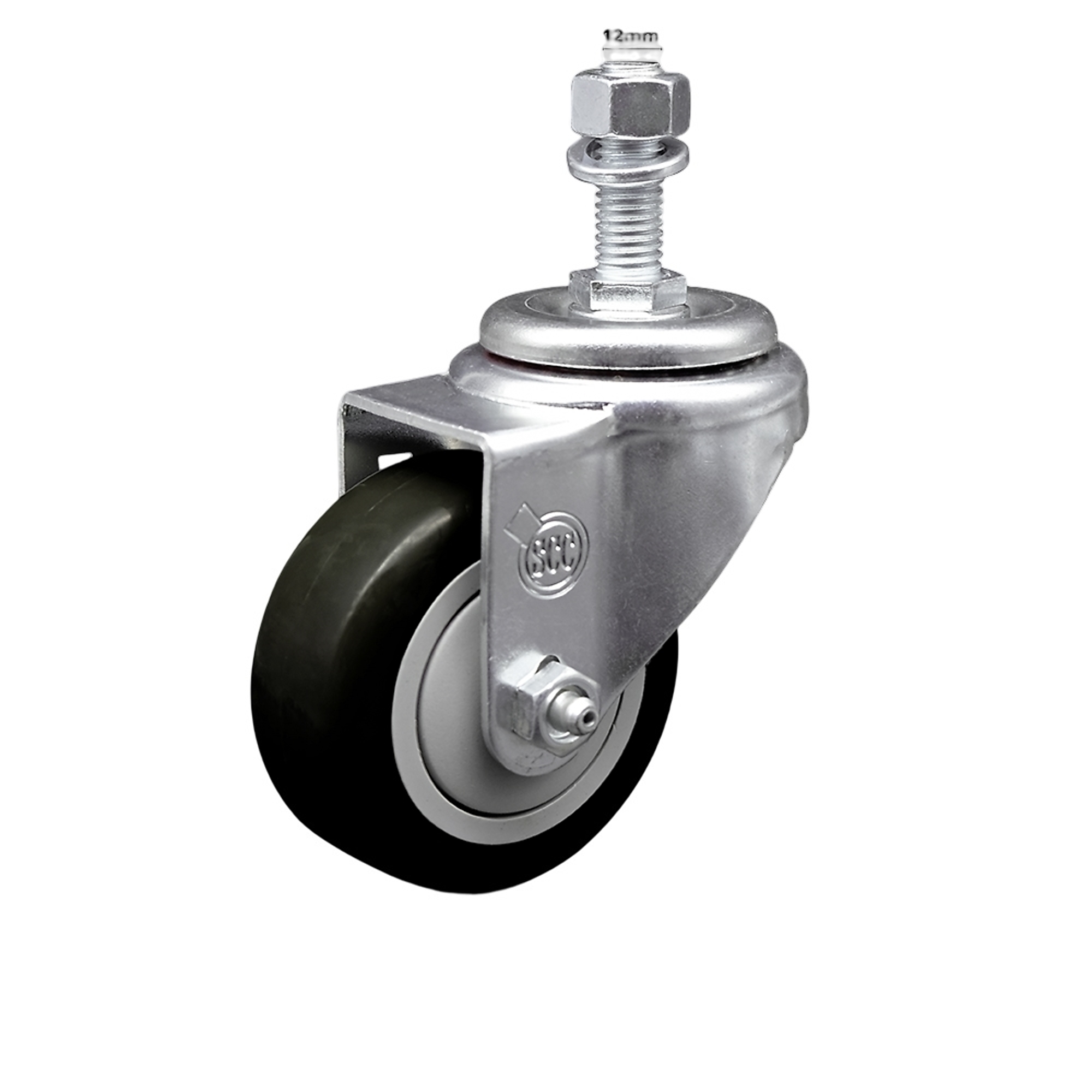 Service Caster, 3Inch x 1 1/4Inch Stem Caster, Wheel Diameter 3 in, Caster Type Swivel, Package (qty.) 1, Model SCC-SSTS20S314-PPUB-BLK-M1215