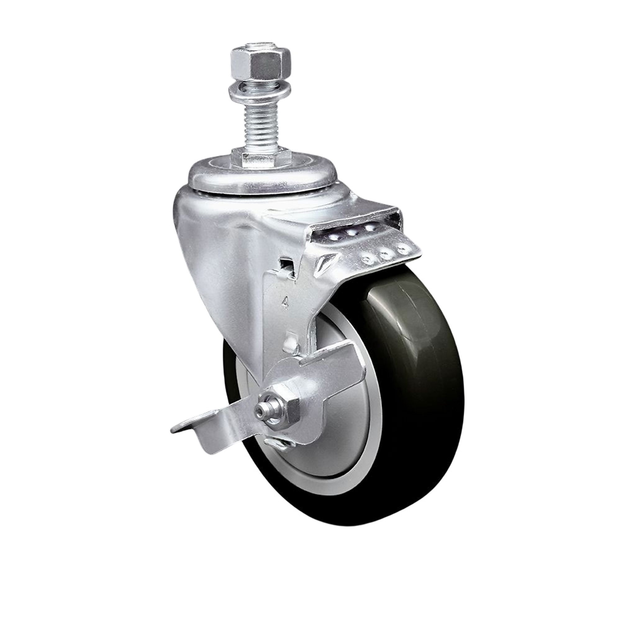 Service Caster, 4Inch x 1 1/4Inch Stem Caster, Wheel Diameter 4 in, Caster Type Swivel, Package (qty.) 1, Model SCC-TS20S414-PPUB-BLK-TLB-M1215