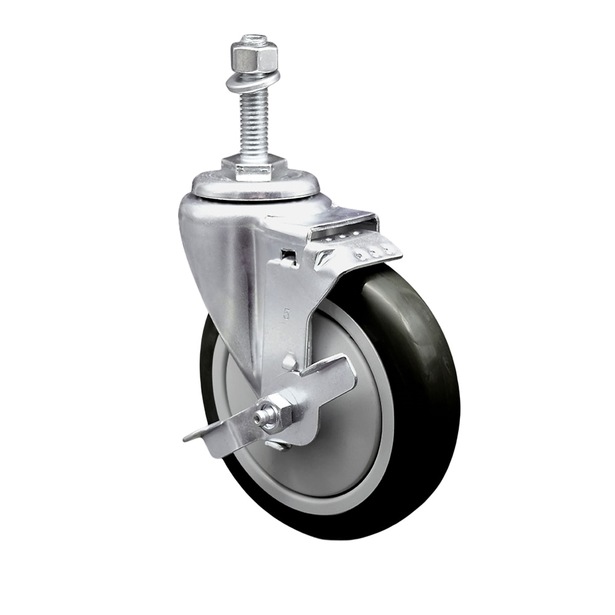 Service Caster, 5Inch x 1 1/4Inch Stem Caster, Wheel Diameter 5 in, Caster Type Swivel, Package (qty.) 1, Model SCC-SSTS20S514-PPUB-BLK-TLB-M1015