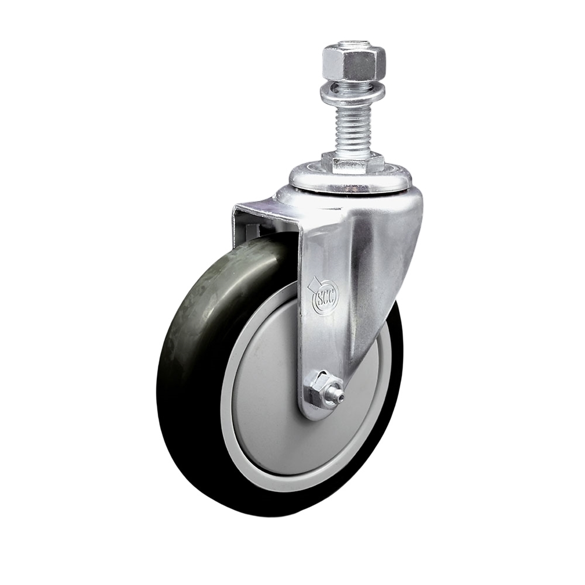 Service Caster, 5Inch x 1 1/4Inch Stem Caster, Wheel Diameter 5 in, Caster Type Swivel, Package (qty.) 1, Model SCC-SSTS20S514-PPUB-BLK-M1215