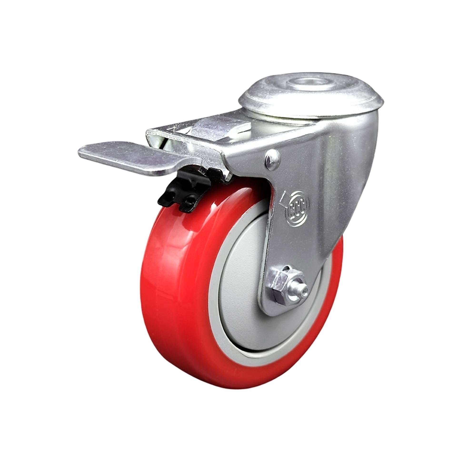 Service Caster, 4Inch x 1 1/4Inch Stem Caster, Wheel Diameter 4 in, Caster Type Swivel, Package (qty.) 1, Model SCC-BHTTL20S414-PPUB-RED