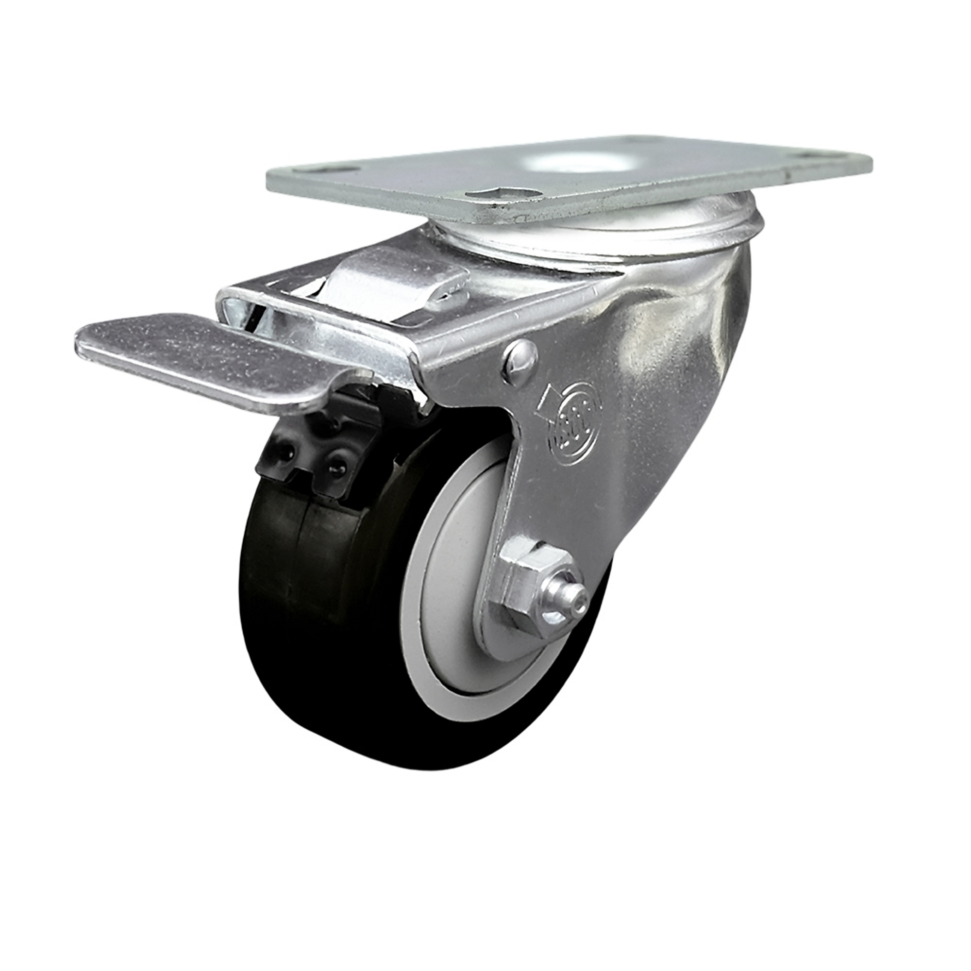 Service Caster, 3Inch x 1 1/4Inch Plate Caster, Wheel Diameter 3 in, Caster Type Swivel, Package (qty.) 1, Model SCC-SSTTL20S314-PPUB-BLK