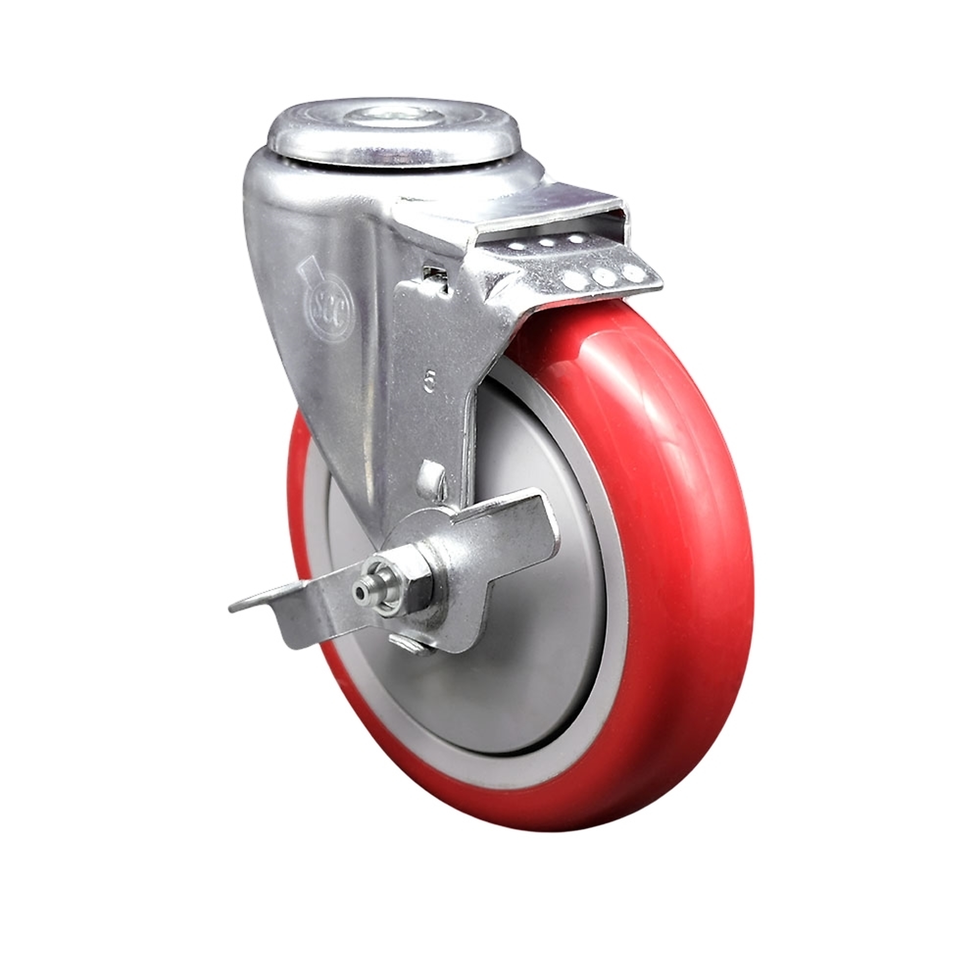 Service Caster, 5Inch x 1 1/4Inch Stem Caster, Wheel Diameter 5 in, Caster Type Swivel, Package (qty.) 1, Model SCC-BH20S514-PPUB-RED-TLB