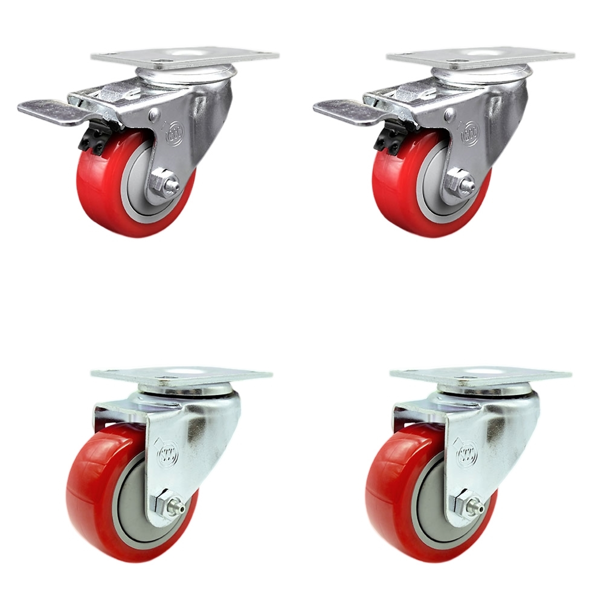 Service Caster, 3 1/2Inch x 1 1/4Inch Stem Casters, Wheel Diameter 3.5 in, Caster Type Swivel, Package (qty.) 4, Model SCC-SSTTL20S3514-PPUB-RED-2-S-2