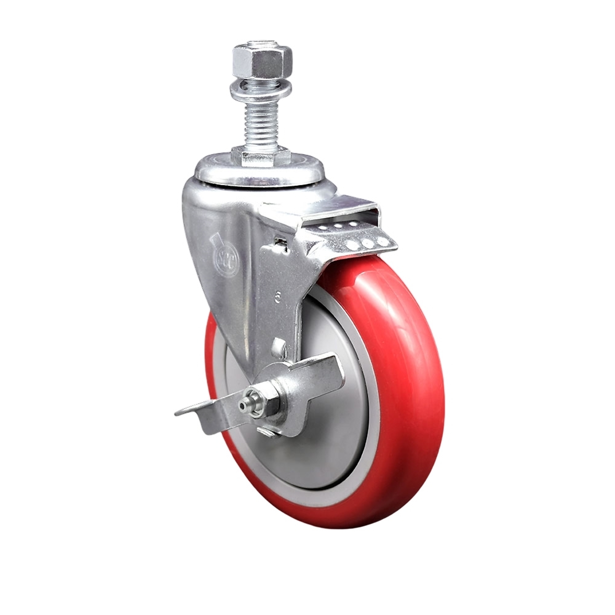 Service Caster, 5Inch x 1 1/4Inch Stem Caster, Wheel Diameter 5 in, Caster Type Swivel, Package (qty.) 1, Model SCC-TS20S514-PPUB-RED-TLB-121315