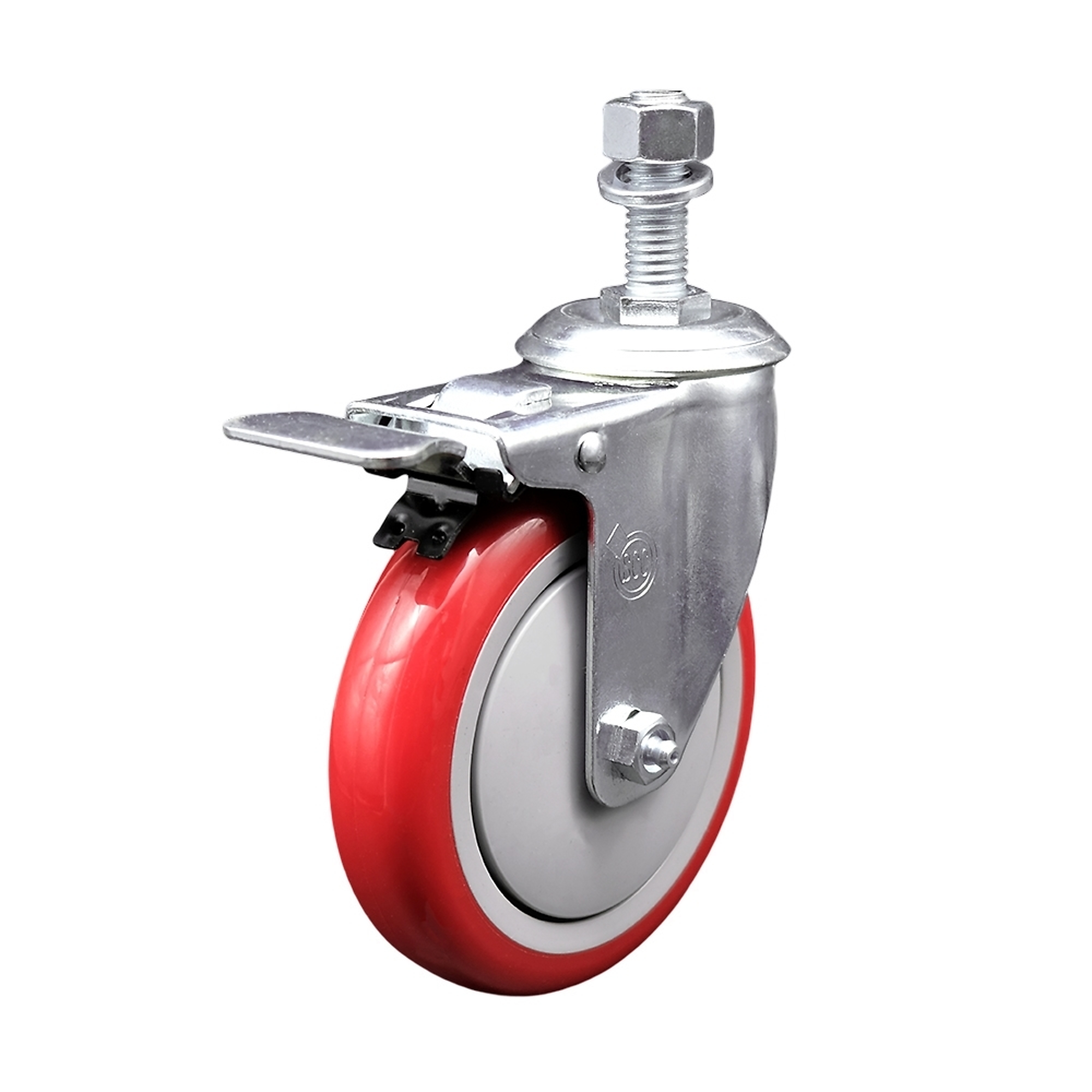 Service Caster, 5Inch x 1 1/4Inch Stem Caster, Wheel Diameter 5 in, Caster Type Swivel, Package (qty.) 1, Model SCC-TSTTL20S514-PPUB-RED-121315