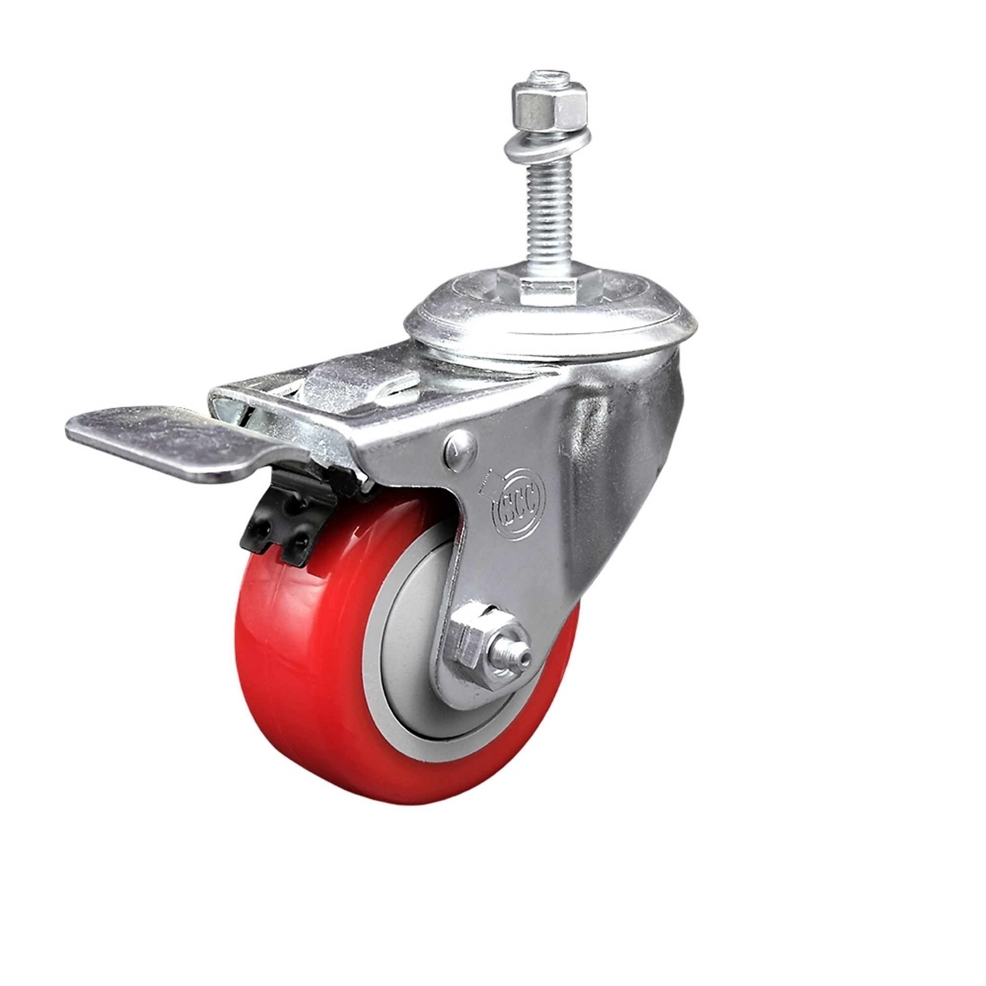 Service Caster, 3 1/2Inch x 1 1/4Inch Stem Caster, Wheel Diameter 3.5 in, Caster Type Swivel, Package (qty.) 1, Model SCC-TSTTL20S3514-PPUB-RED-381615