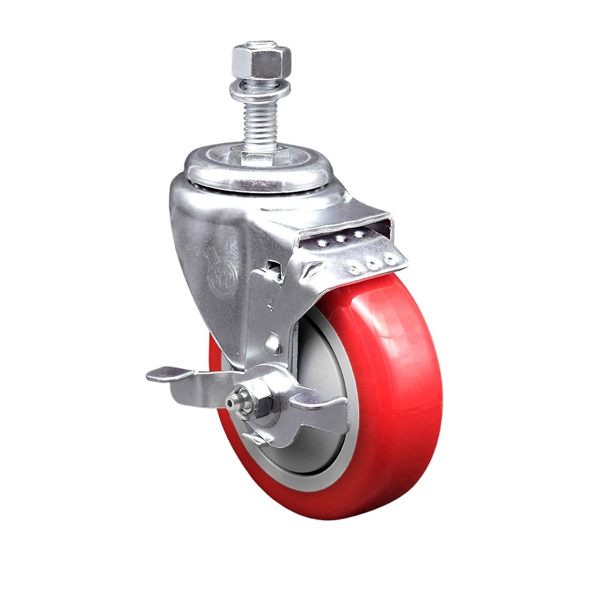 Service Caster, 4Inch x 1 1/4Inch Stem Caster, Wheel Diameter 4 in, Caster Type Swivel, Package (qty.) 1, Model SCC-SSTS20S414-PPUB-RED-TLB-121315