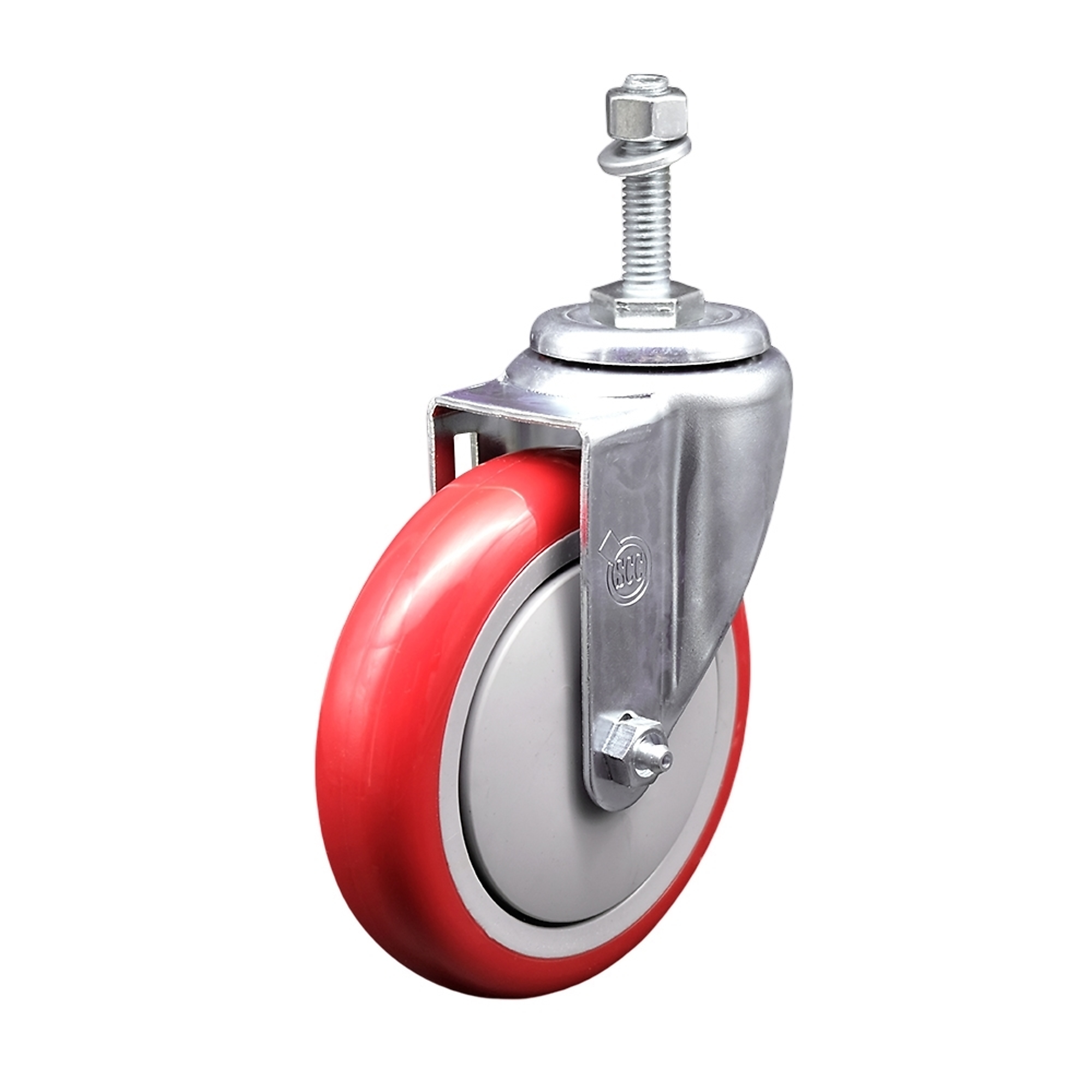 Service Caster, 5Inch x 1 1/4Inch Stem Caster, Wheel Diameter 5 in, Caster Type Swivel, Package (qty.) 1, Model SCC-TS20S514-PPUB-RED-381615