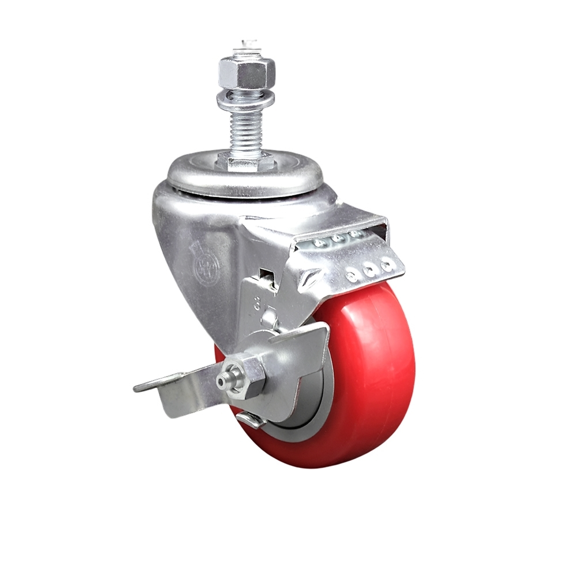 Service Caster, 3Inch x 1 1/4Inch Stem Caster, Wheel Diameter 3 in, Caster Type Swivel, Package (qty.) 1, Model SCC-SSTS20S314-PPUB-RED-TLB-121315