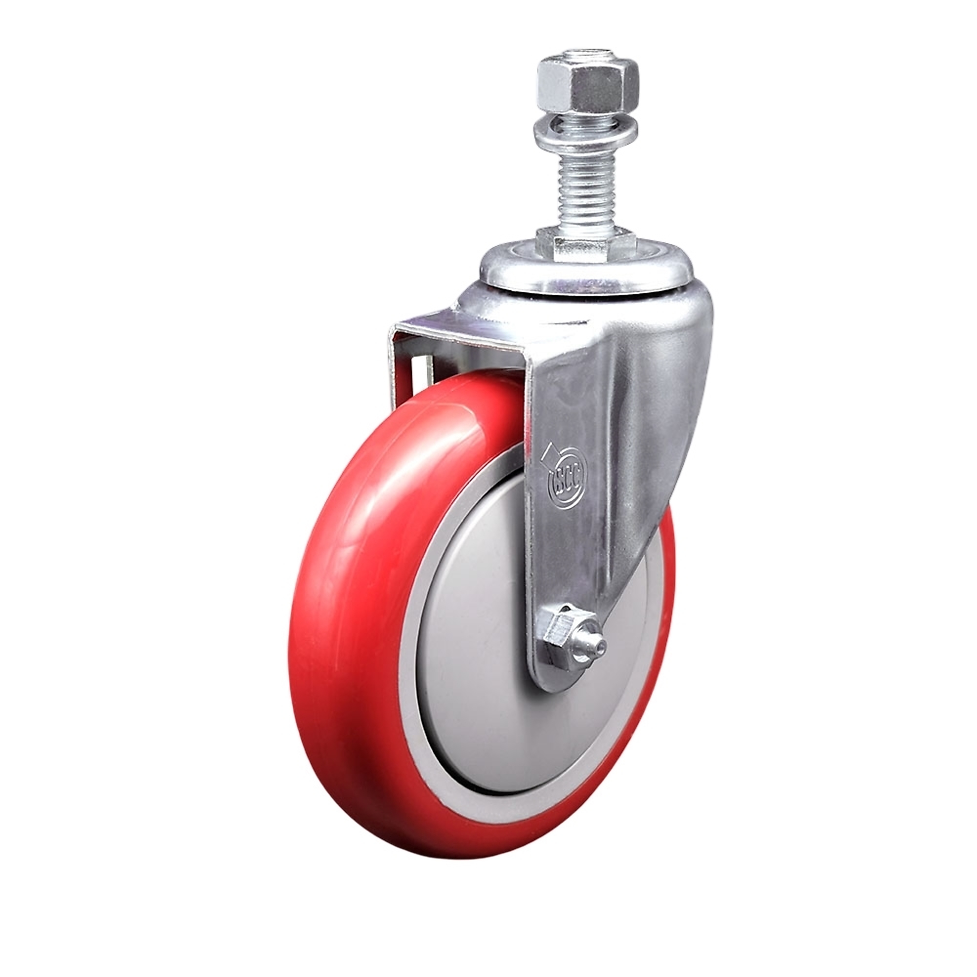 Service Caster, 5Inch x 1 1/4Inch Stem Caster, Wheel Diameter 5 in, Caster Type Swivel, Package (qty.) 1, Model SCC-SSTS20S514-PPUB-RED-121315