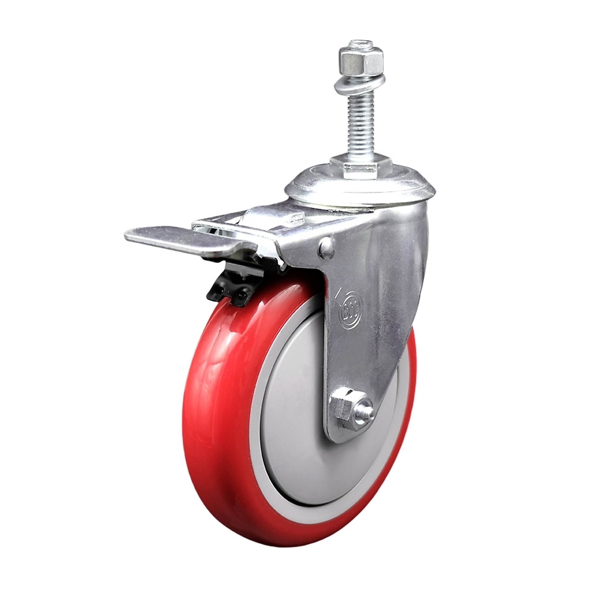 Service Caster, 5Inch x 1 1/4Inch Stem Caster, Wheel Diameter 5 in, Caster Type Swivel, Package (qty.) 1, Model SCC-TSTTL20S514-PPUB-RED-381615