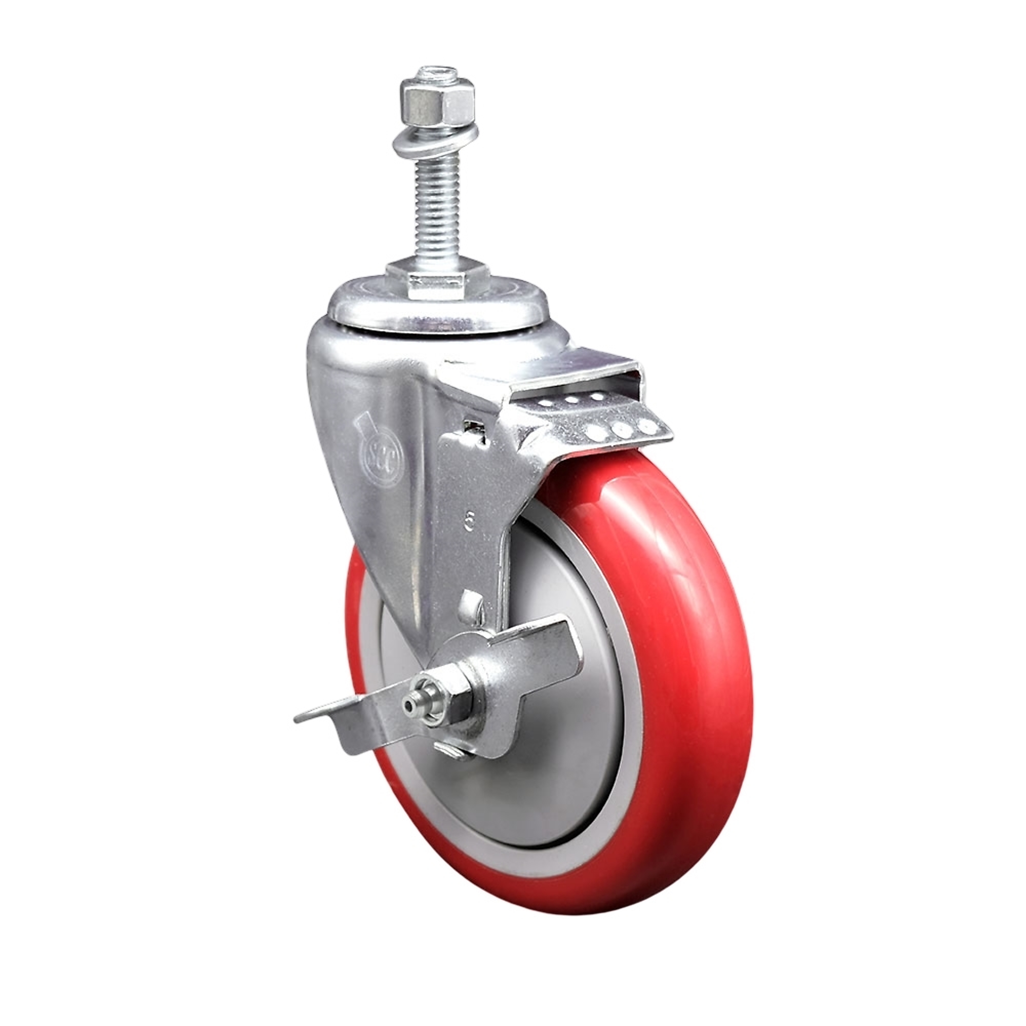 Service Caster, 5Inch x 1 1/4Inch Stem Caster, Wheel Diameter 5 in, Caster Type Swivel, Package (qty.) 1, Model SCC-TS20S514-PPUB-RED-TLB-381615