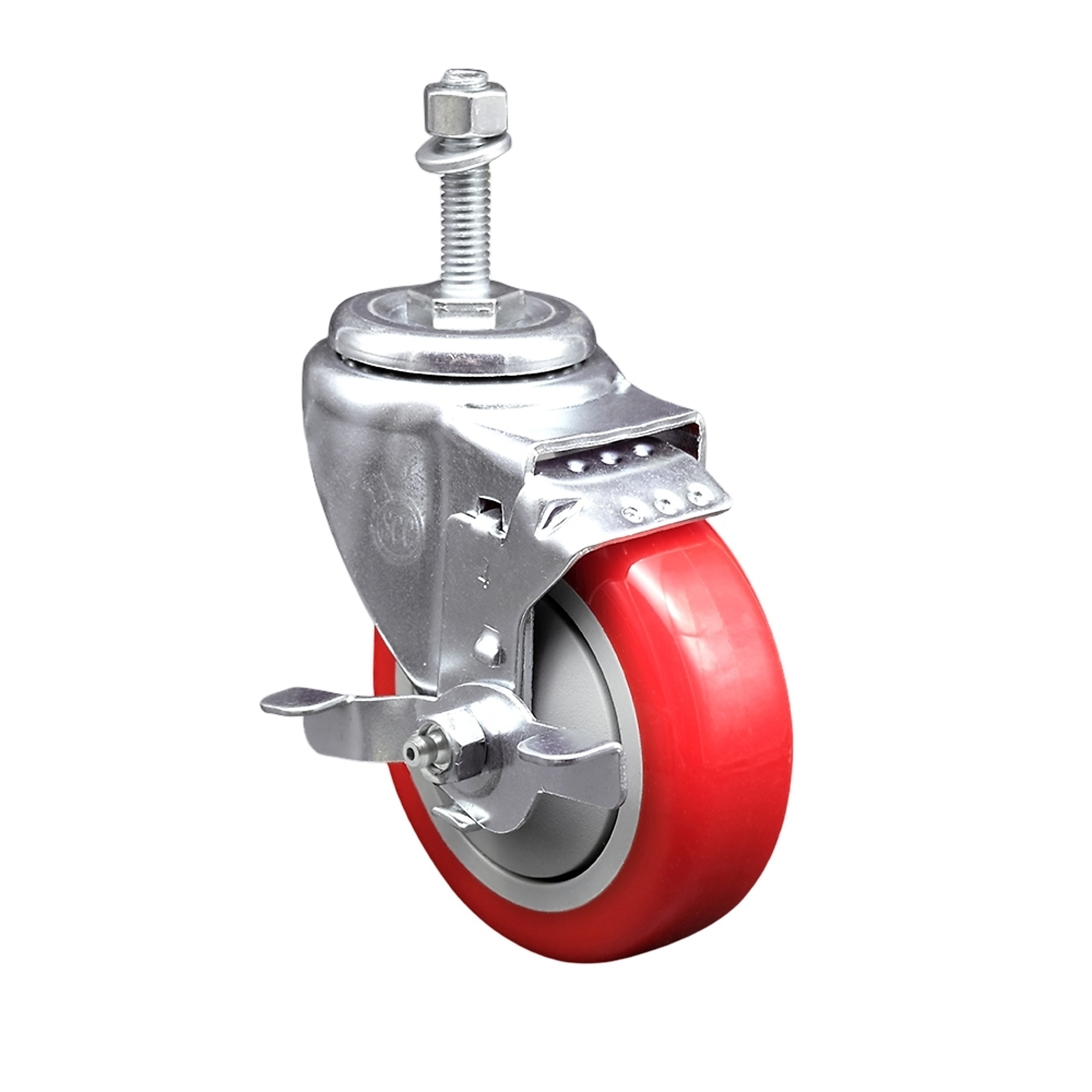 Service Caster, 4Inch x 1 1/4Inch Stem Caster, Wheel Diameter 4 in, Caster Type Swivel, Package (qty.) 1, Model SCC-TS20S414-PPUB-RED-TLB-381615