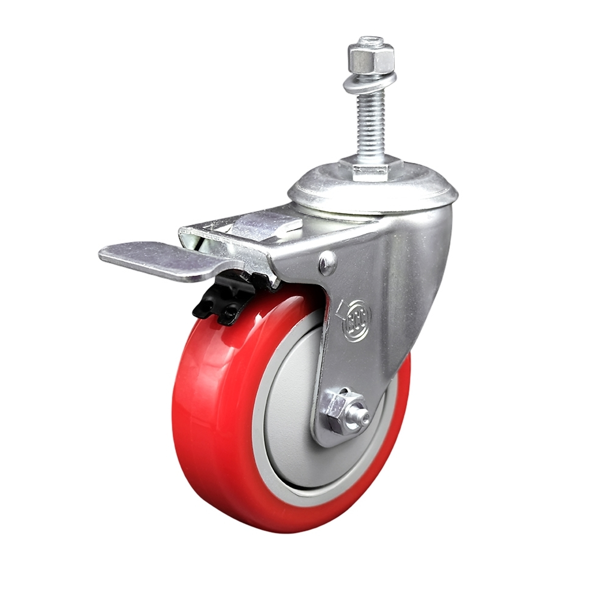 Service Caster, 4Inch x 1 1/4Inch Stem Caster, Wheel Diameter 4 in, Caster Type Swivel, Package (qty.) 1, Model SCC-TSTTL20S414-PPUB-RED-381615