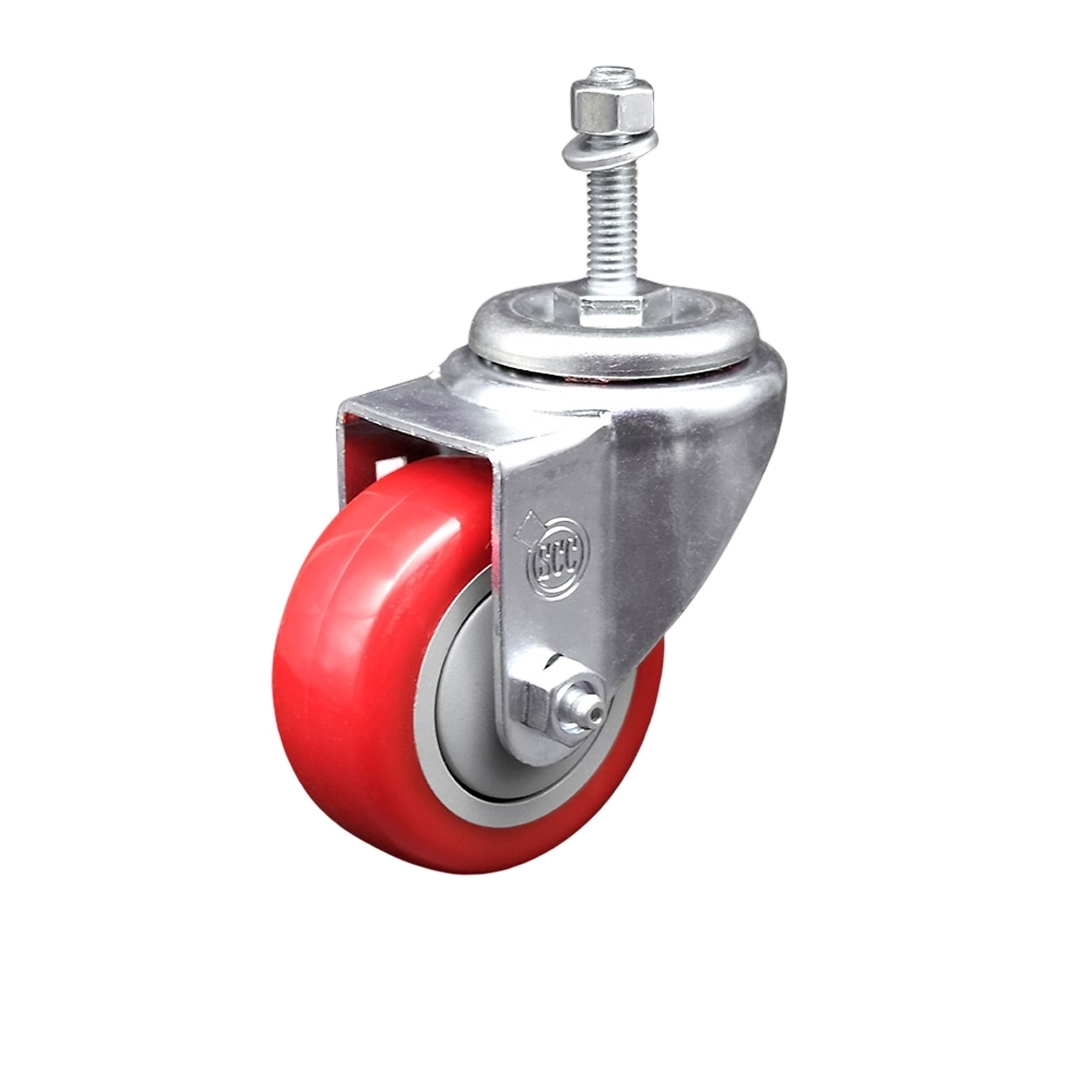 Service Caster, 3Inch x 1 1/4Inch Stem Caster, Wheel Diameter 3 in, Caster Type Swivel, Package (qty.) 1, Model SCC-SSTS20S314-PPUB-RED-M1015