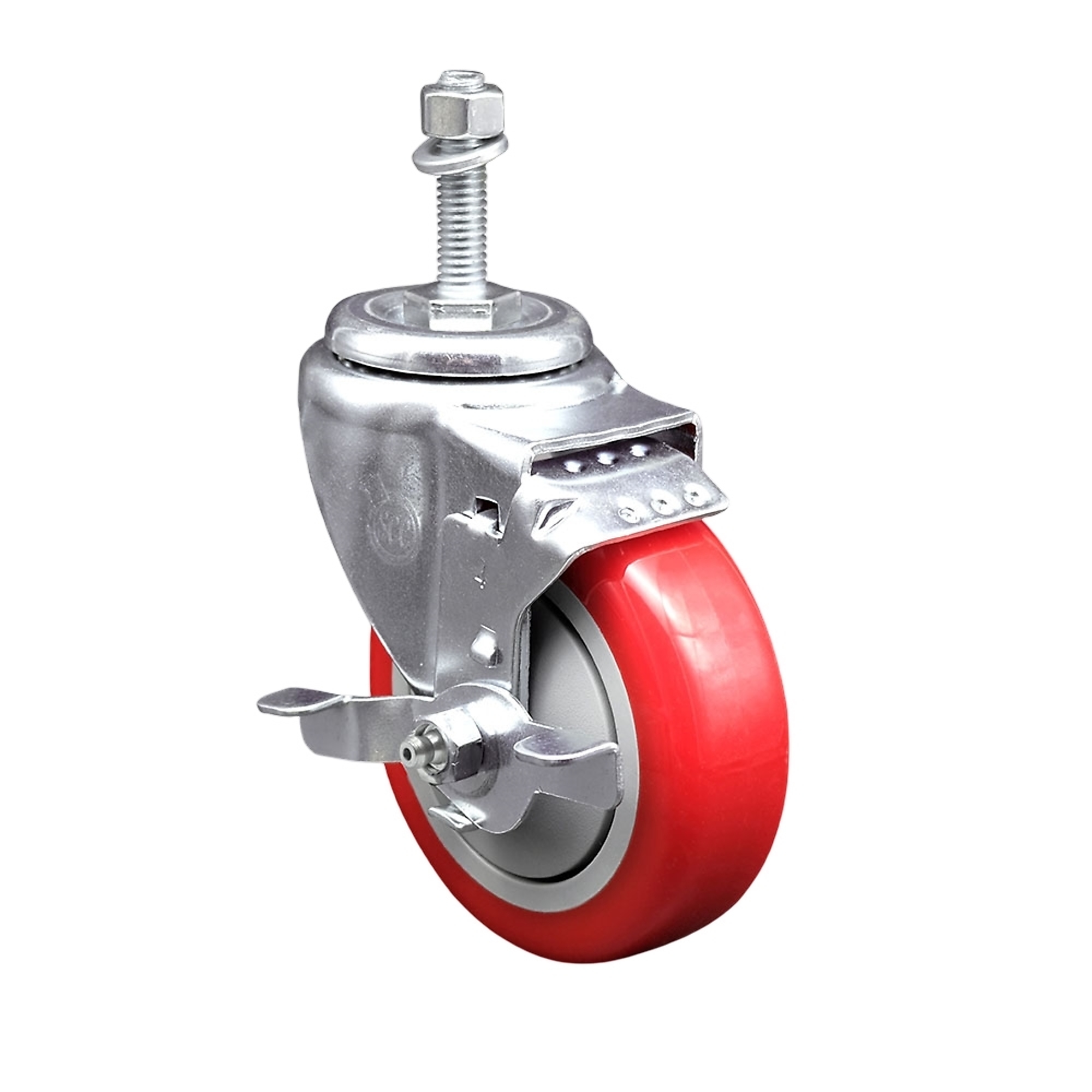 Service Caster, 4Inch x 1 1/4Inch Stem Caster, Wheel Diameter 4 in, Caster Type Swivel, Package (qty.) 1, Model SCC-TS20S414-PPUB-RED-TLB-M1015