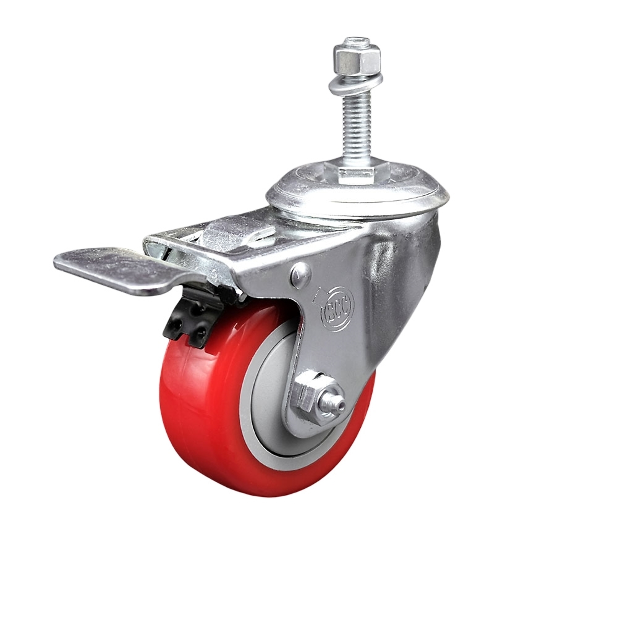 Service Caster, 3 1/2Inch x 1 1/4Inch Stem Caster, Wheel Diameter 3.5 in, Caster Type Swivel, Package (qty.) 1, Model SCC-SSTSTTL20S3514-PPUB-RED-