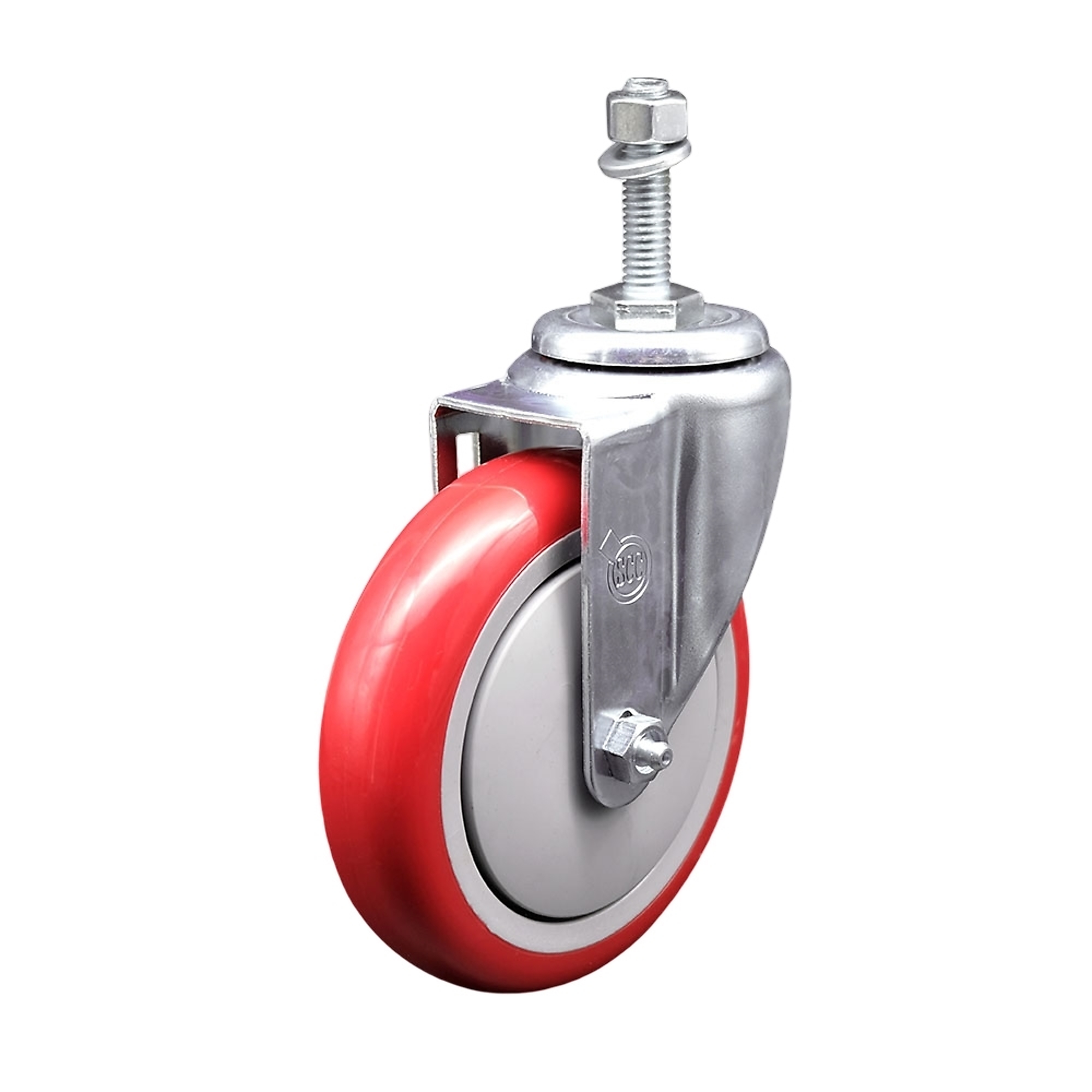 Service Caster, 5Inch x 1 1/4Inch Stem Caster, Wheel Diameter 5 in, Caster Type Swivel, Package (qty.) 1, Model SCC-TS20S514-PPUB-RED-M1015