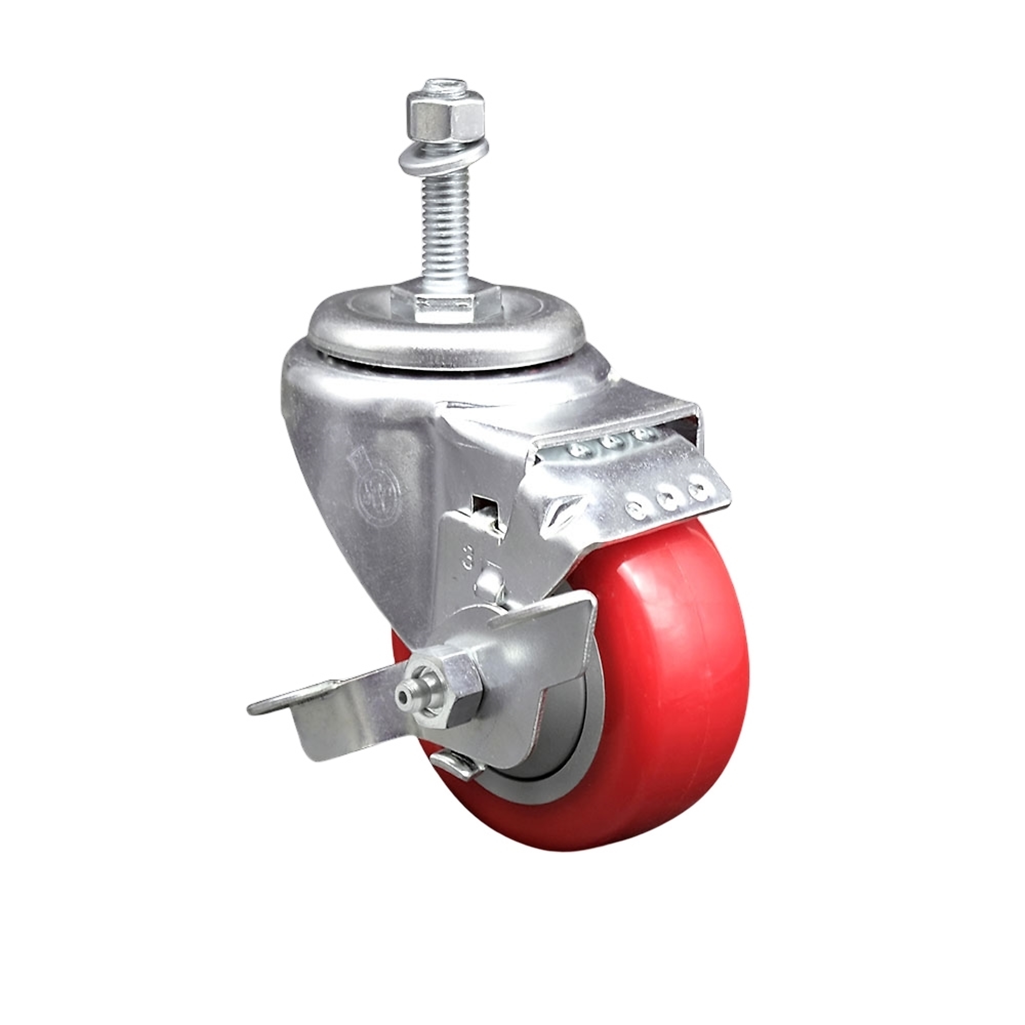 Service Caster, 3 1/2Inch x 1 1/4Inch Stem Caster, Wheel Diameter 3.5 in, Caster Type Swivel, Package (qty.) 1, Model SCC-SSTS20S3514-PPUB-RED-TLB-