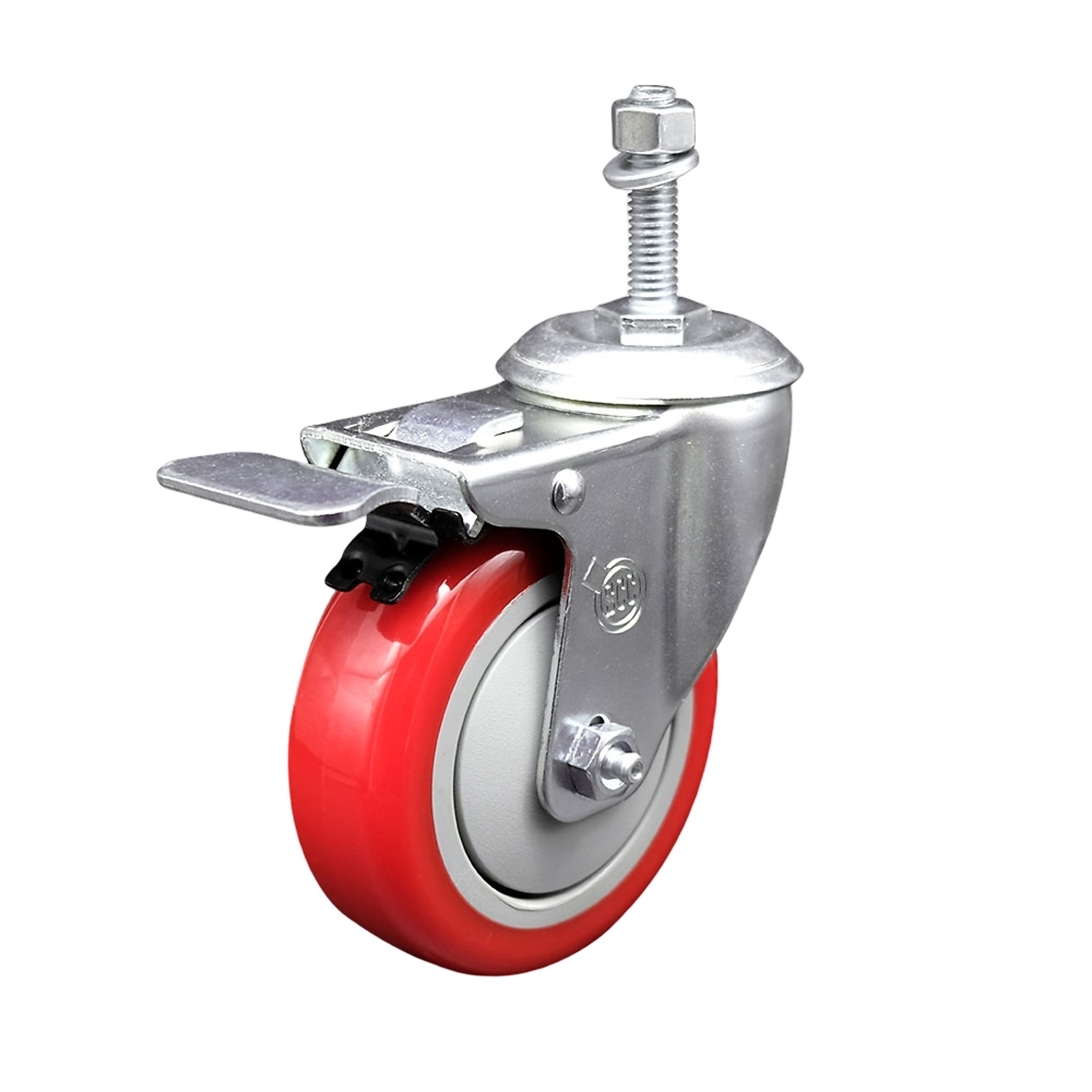 Service Caster, 4Inch x 1 1/4Inch Stem Caster, Wheel Diameter 4 in, Caster Type Swivel, Package (qty.) 1, Model SCC-TSTTL20S414-PPUB-RED-M1015