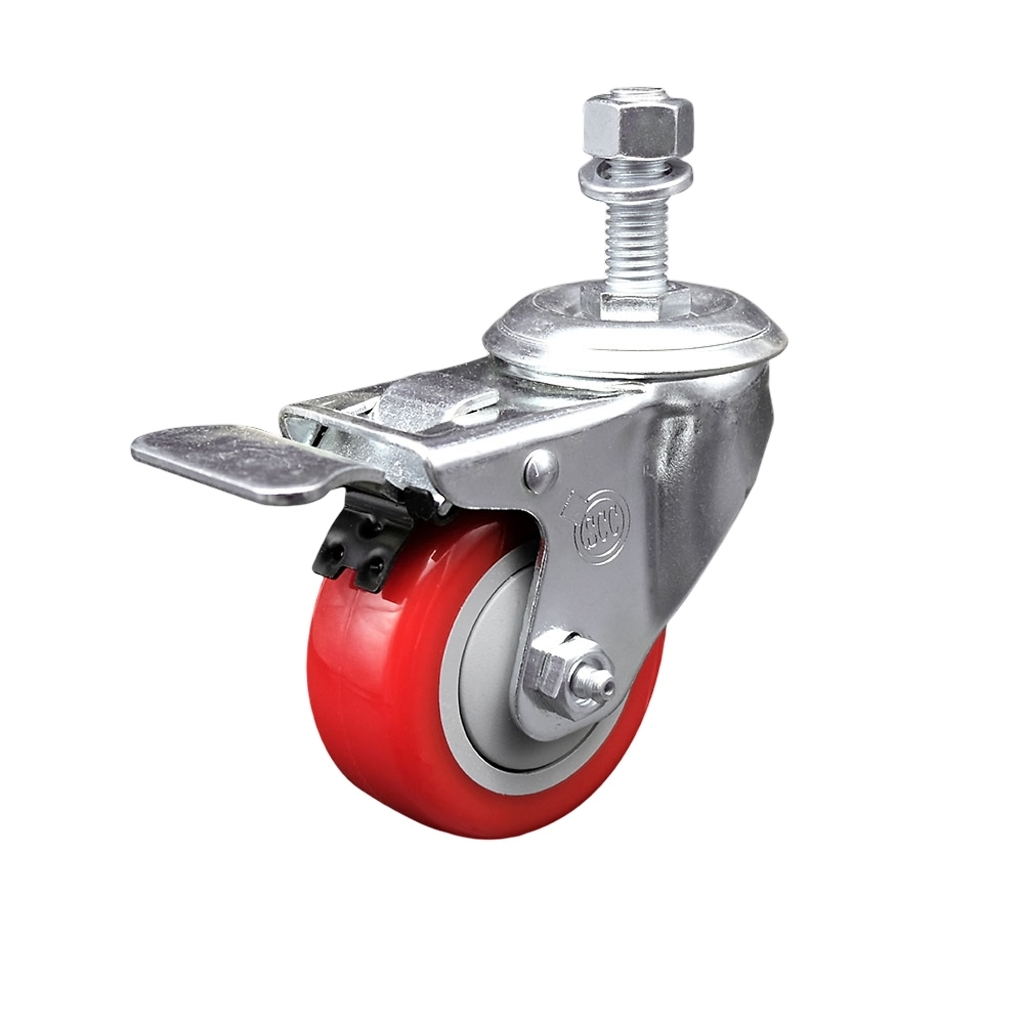 Service Caster, 3 1/2Inch x 1 1/4Inch Stem Caster, Wheel Diameter 3.5 in, Caster Type Swivel, Package (qty.) 1, Model SCC-TSTTL20S3514-PPUB-RED-M1215