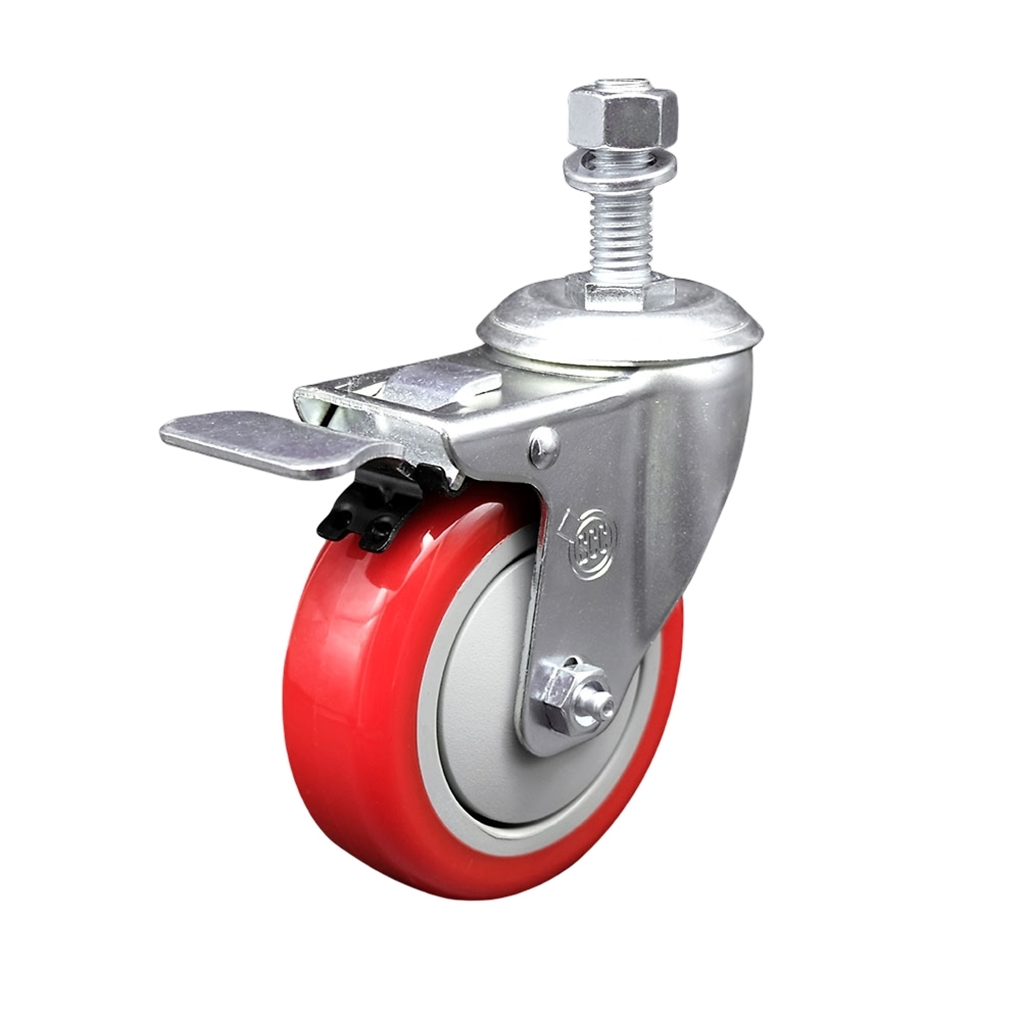 Service Caster, 4Inch x 1 1/4Inch Stem Caster, Wheel Diameter 4 in, Caster Type Swivel, Package (qty.) 1, Model SCC-TSTTL20S414-PPUB-RED-M1215