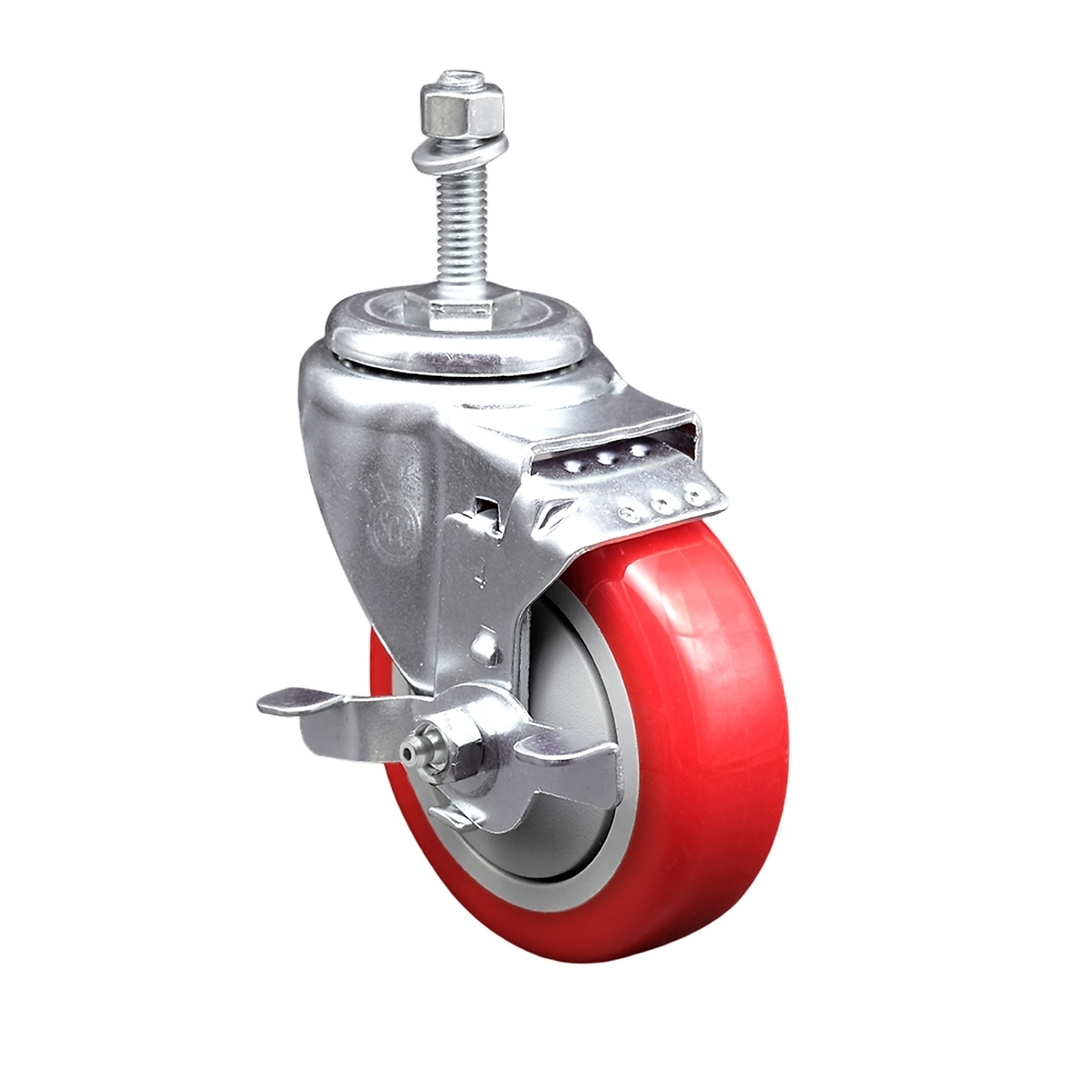 Service Caster, 4Inch x 1 1/4Inch Stem Caster, Wheel Diameter 4 in, Caster Type Swivel, Package (qty.) 1, Model SCC-SSTS20S414-PPUB-RED-TLB-M1015