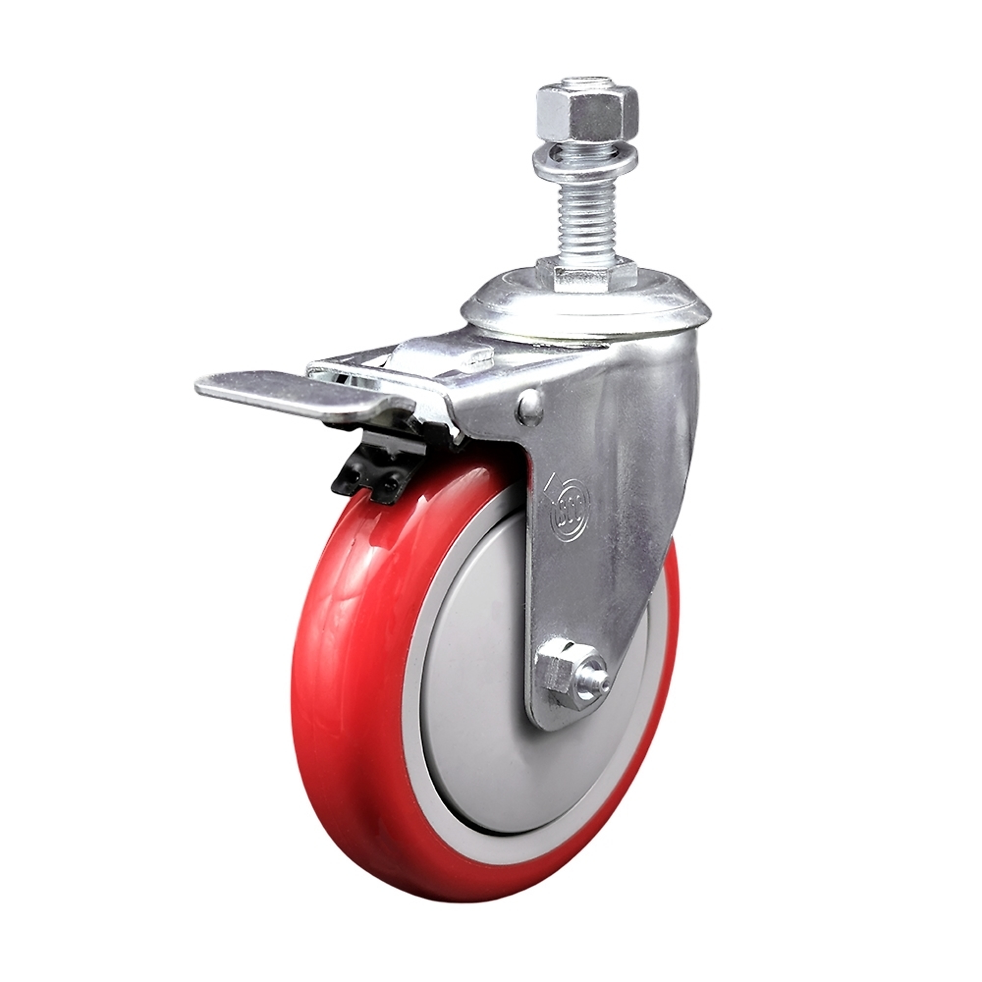 Service Caster, 5Inch x 1 1/4Inch Stem Caster, Wheel Diameter 5 in, Caster Type Swivel, Package (qty.) 1, Model SCC-TSTTL20S514-PPUB-RED-M1215