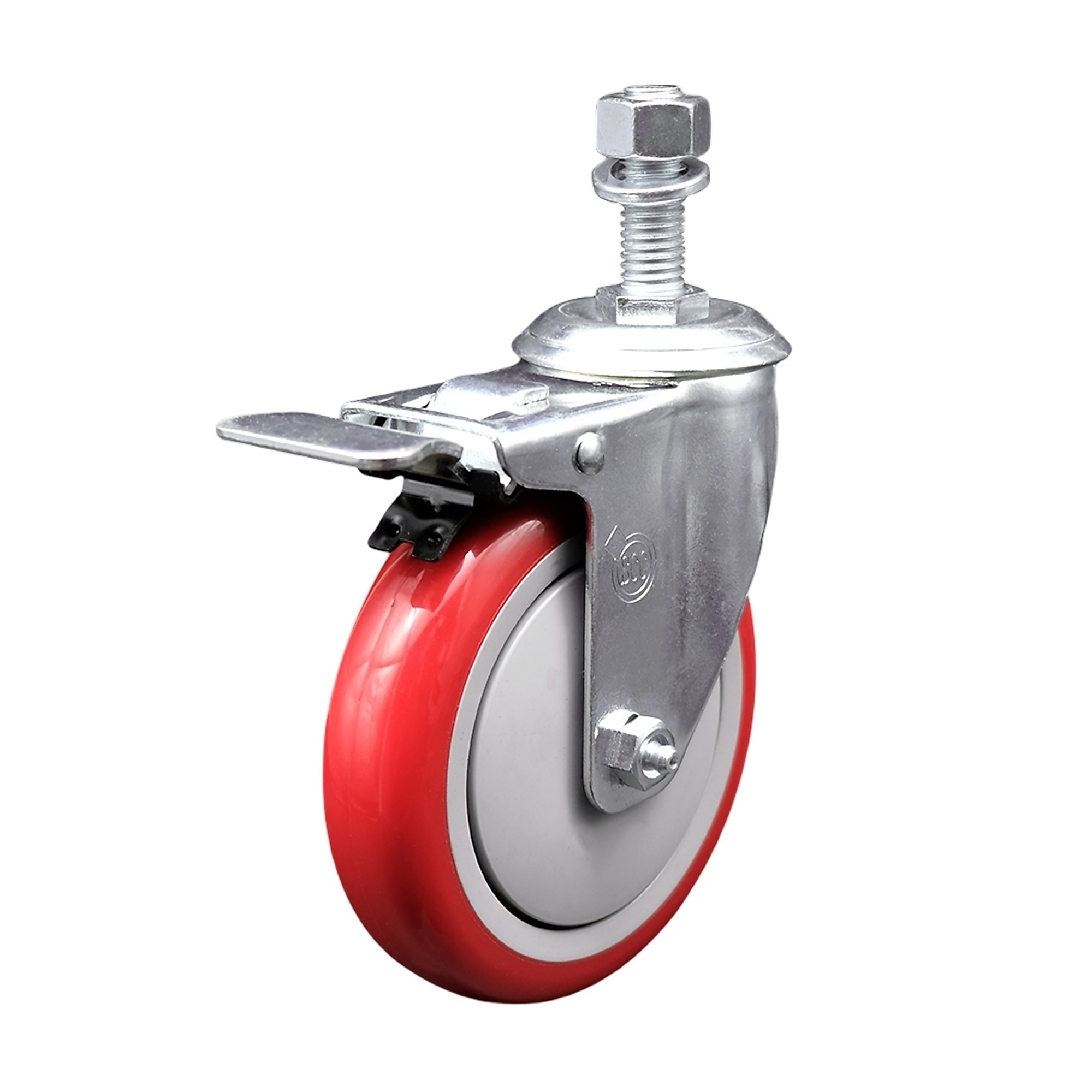 Service Caster, 5Inch x 1 1/4Inch Stem Caster, Wheel Diameter 5 in, Caster Type Swivel, Package (qty.) 1, Model SCC-SSTSTTL20S514-PPUB-RED-M1215