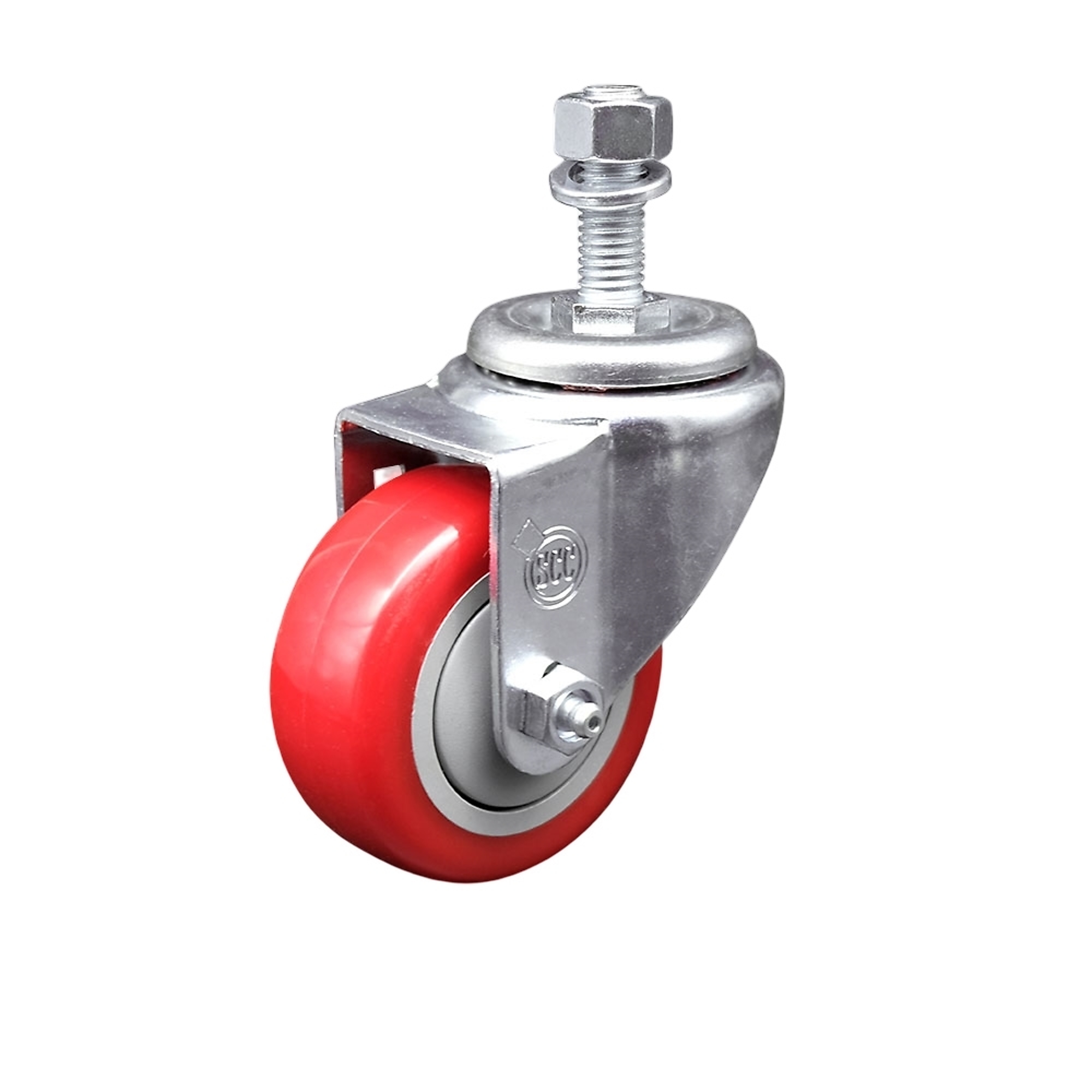 Service Caster, 3Inch x 1 1/4Inch Stem Caster, Wheel Diameter 3 in, Caster Type Swivel, Package (qty.) 1, Model SCC-SSTS20S314-PPUB-RED-M1215