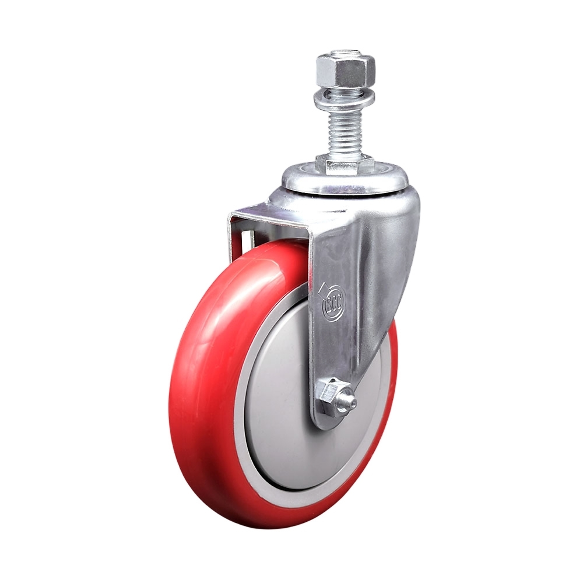 Service Caster, 5Inch x 1 1/4Inch Stem Caster, Wheel Diameter 5 in, Caster Type Swivel, Package (qty.) 1, Model SCC-TS20S514-PPUB-RED-M1215