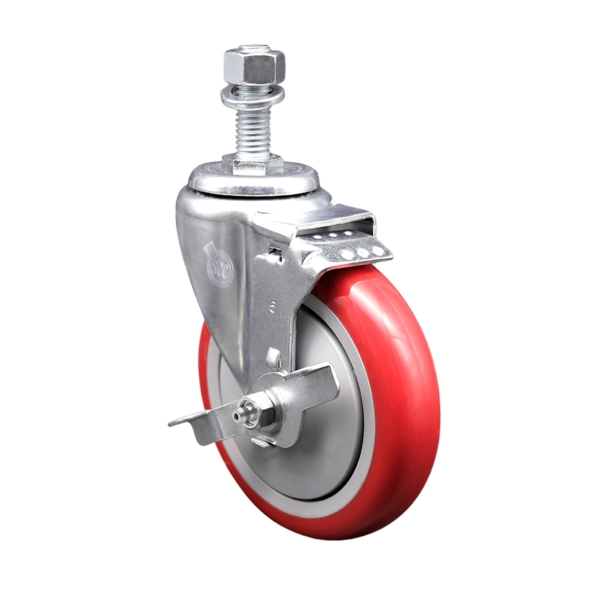 Service Caster, 5Inch x 1 1/4Inch Stem Caster, Wheel Diameter 5 in, Caster Type Swivel, Package (qty.) 1, Model SCC-TS20S514-PPUB-RED-TLB-M1215