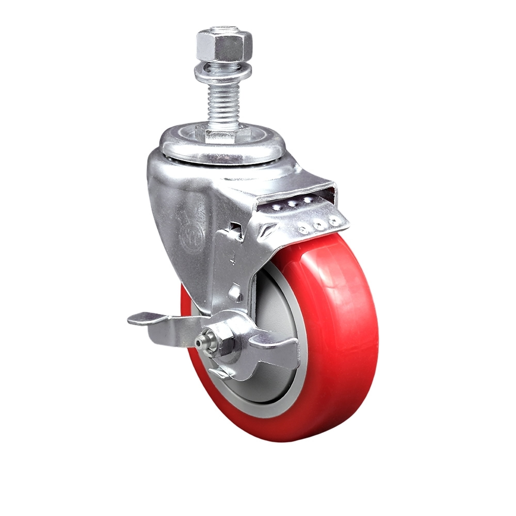 Service Caster, 4Inch x 1 1/4Inch Stem Caster, Wheel Diameter 4 in, Caster Type Swivel, Package (qty.) 1, Model SCC-SSTS20S414-PPUB-RED-TLB-M1215