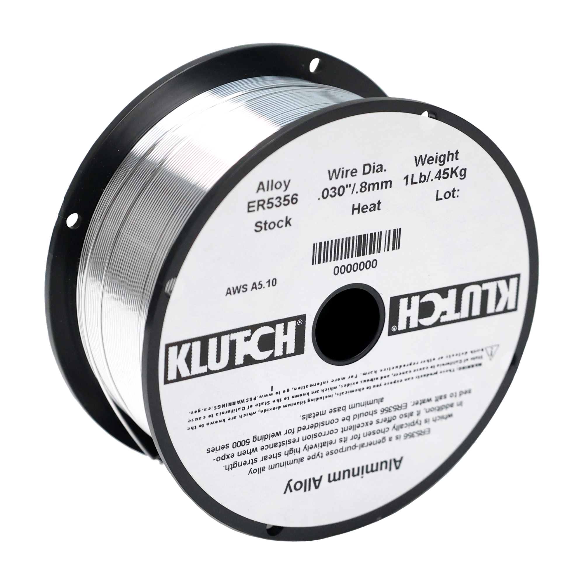 Klutch ER5356 Aluminum Welding Wire, Size .030, 1-Lb. Spool, Model ER5356-030-01NT