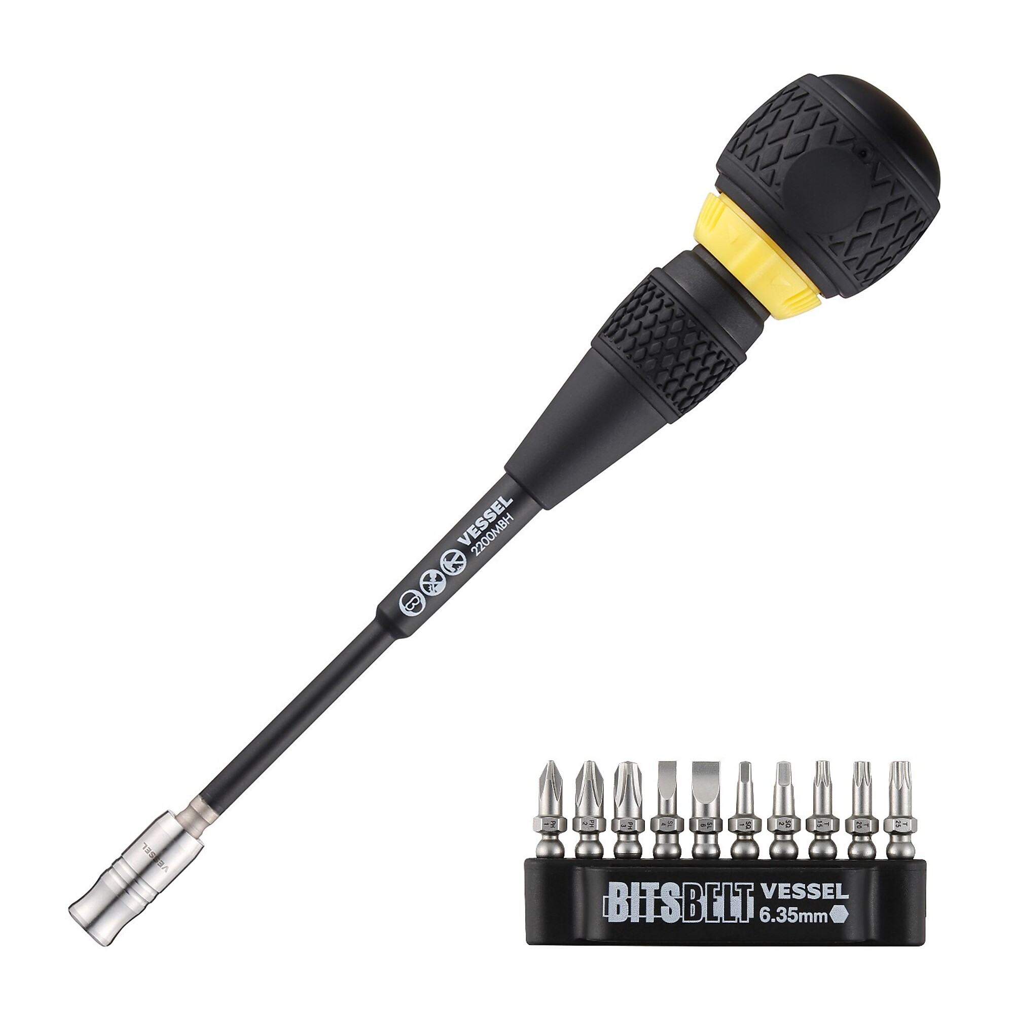 Vessel, BALL GRIP Ratchet Interchangeable Screwdriver Set, Drive Type Combination, Model 2200MBH120K01