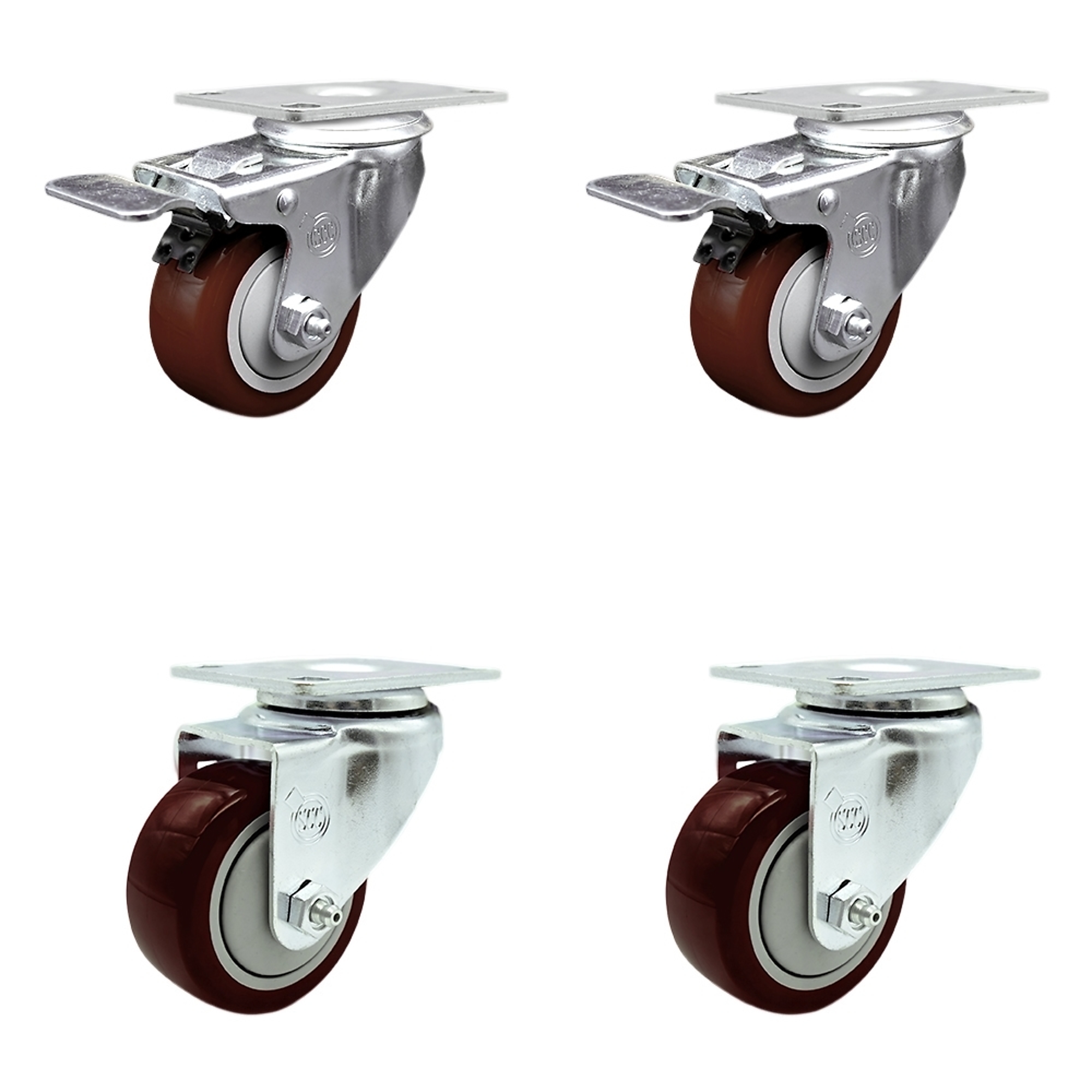 Service Caster, 3Inch x 1 1/4Inch Stem Casters, Wheel Diameter 3 in, Caster Type Swivel, Package (qty.) 4, Model SCC-SSTTL20S314-PPUB-MRN-2-S-2