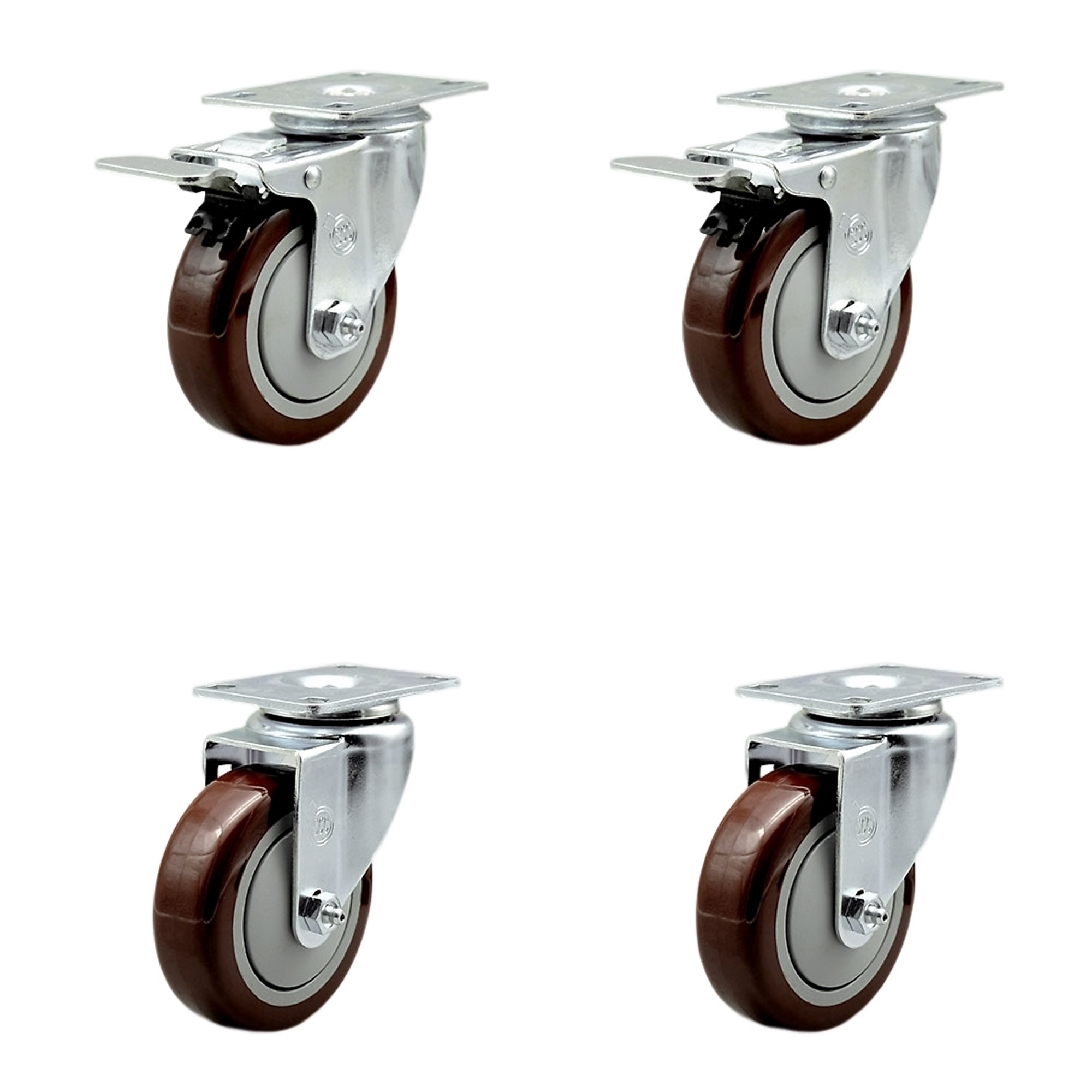 Service Caster, 4Inch x 1 1/4Inch Stem Casters, Wheel Diameter 4 in, Caster Type Swivel, Package (qty.) 4, Model SCC-SSTTL20S414-PPUB-MRN-2-S-2