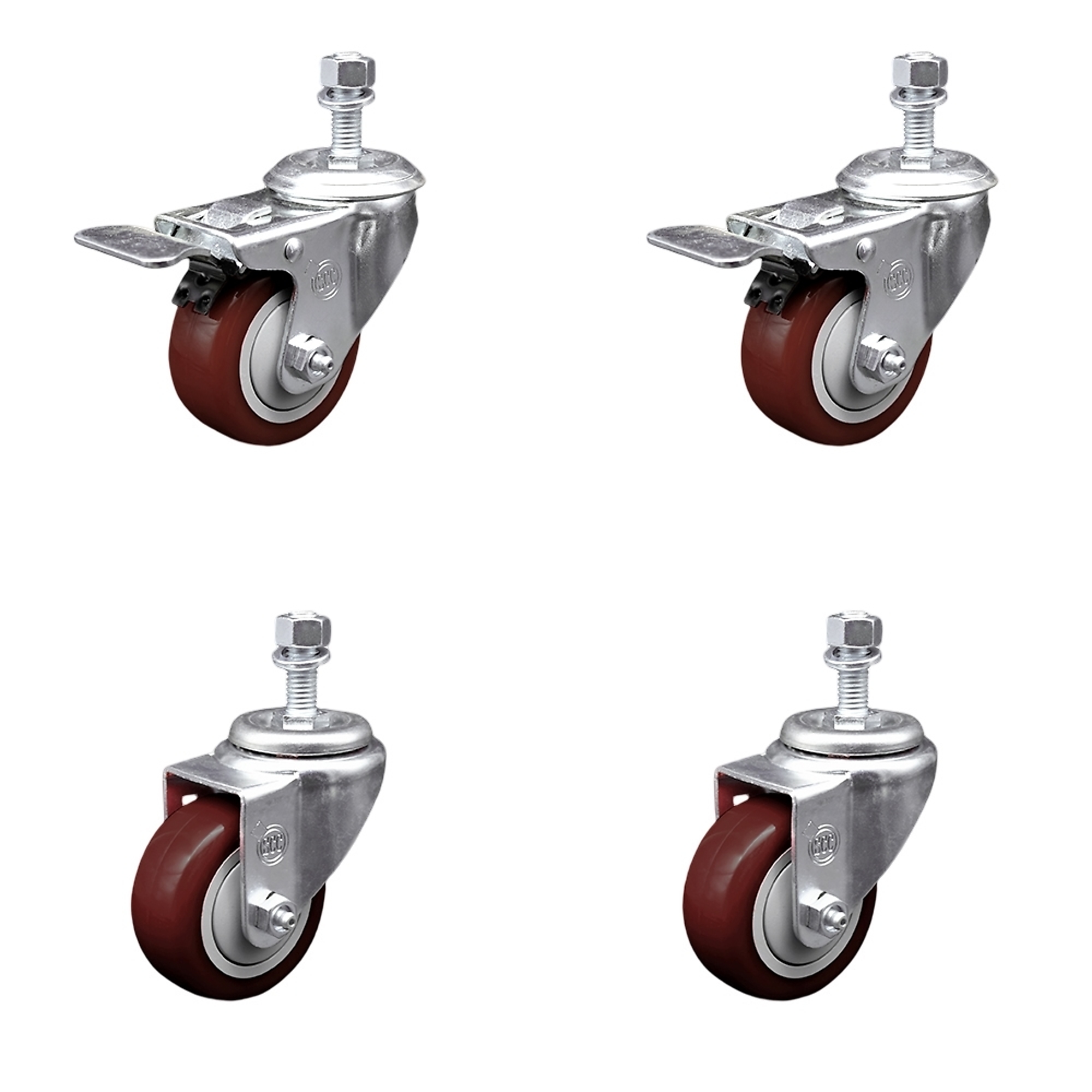 Service Caster, 3 1/2Inch x 1 1/4Inch Stem Casters, Wheel Diameter 3.5 in, Caster Type Swivel, Package (qty.) 4, Model SCC-TSTTL20S3514-PPUB-MRN-