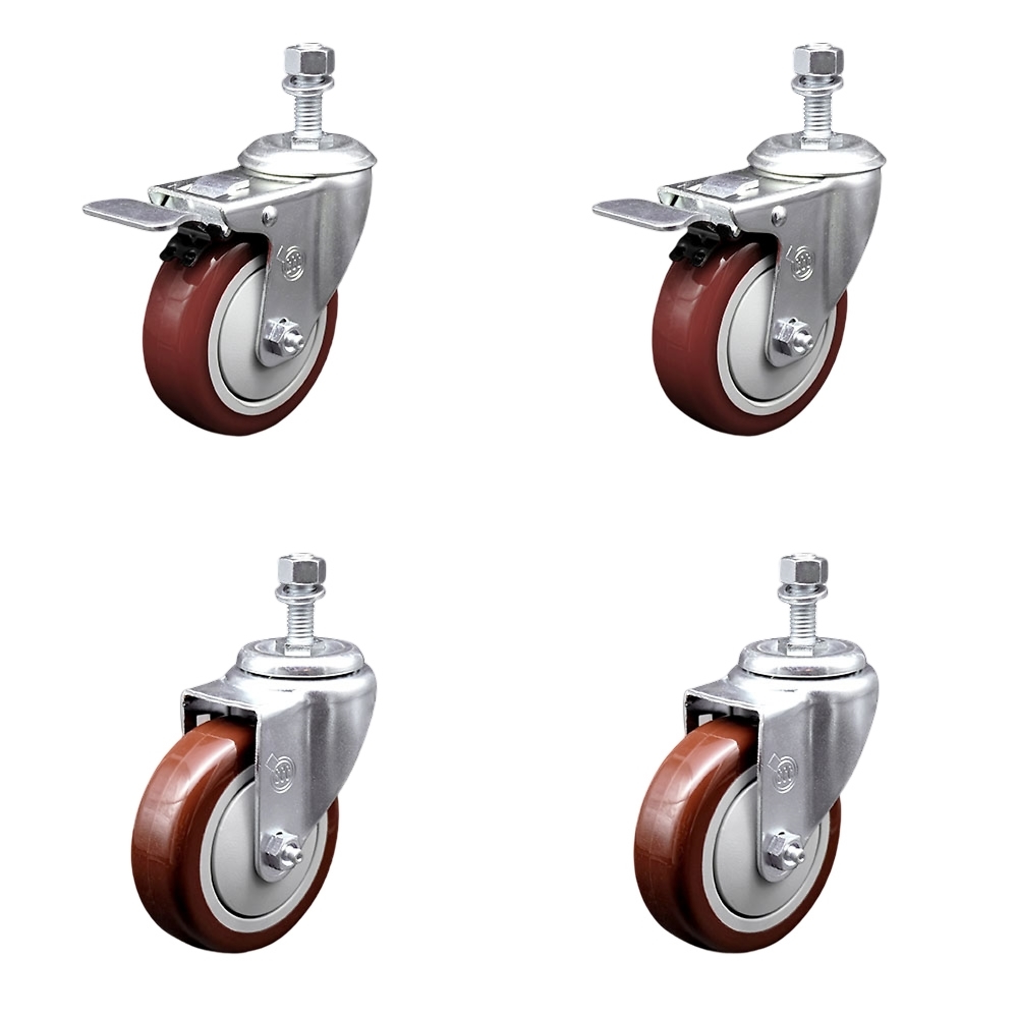 Service Caster, 4Inch x 1 1/4Inch Stem Casters, Wheel Diameter 4 in, Caster Type Swivel, Package (qty.) 4, Model SCC-TSTTL20S414-PPUB-MRN-121315-2-S2