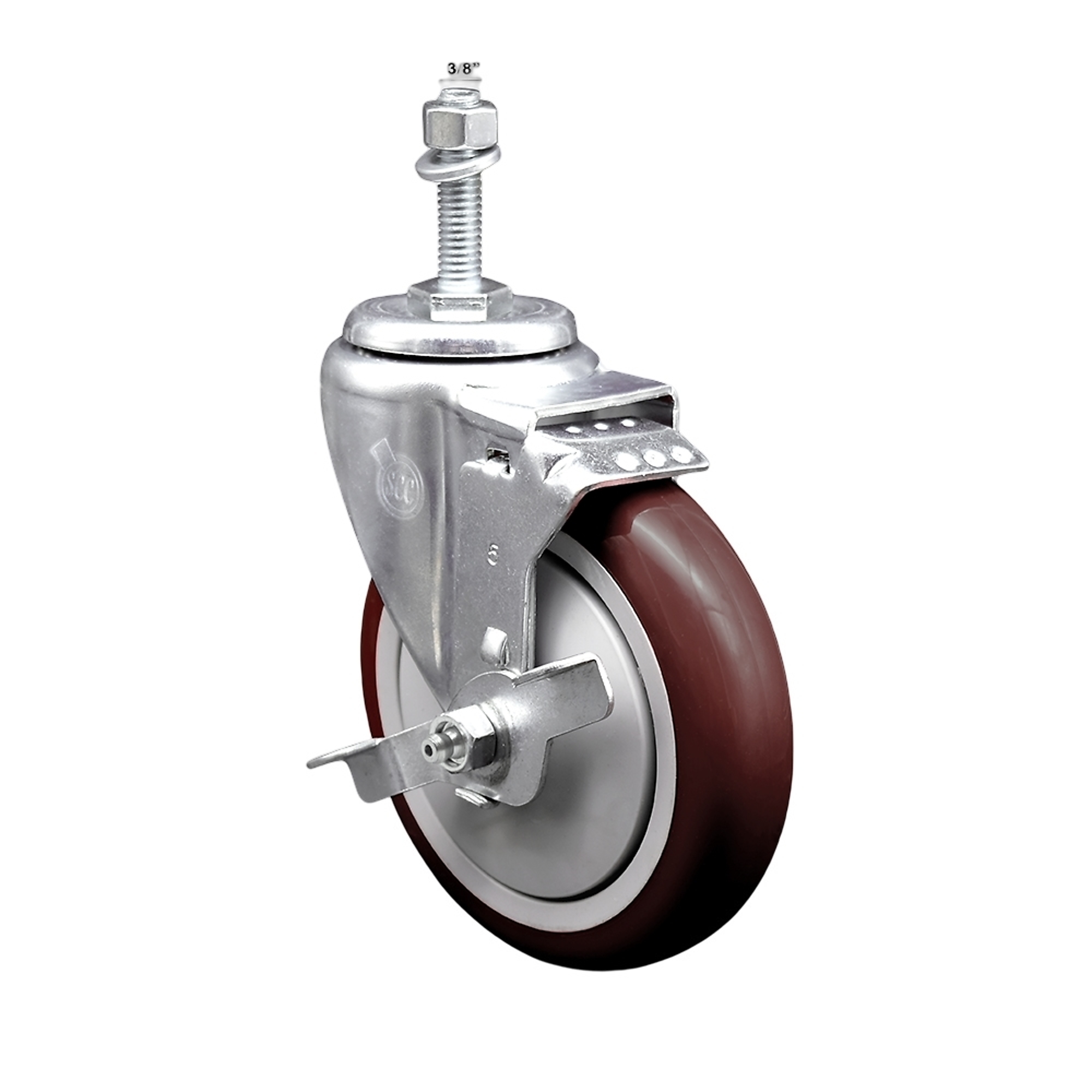 Service Caster, 5Inch x 1 1/4Inch Stem Caster, Wheel Diameter 5 in, Caster Type Swivel, Package (qty.) 1, Model SCC-SSTS20S514-PPUB-MRN-TLB-381615