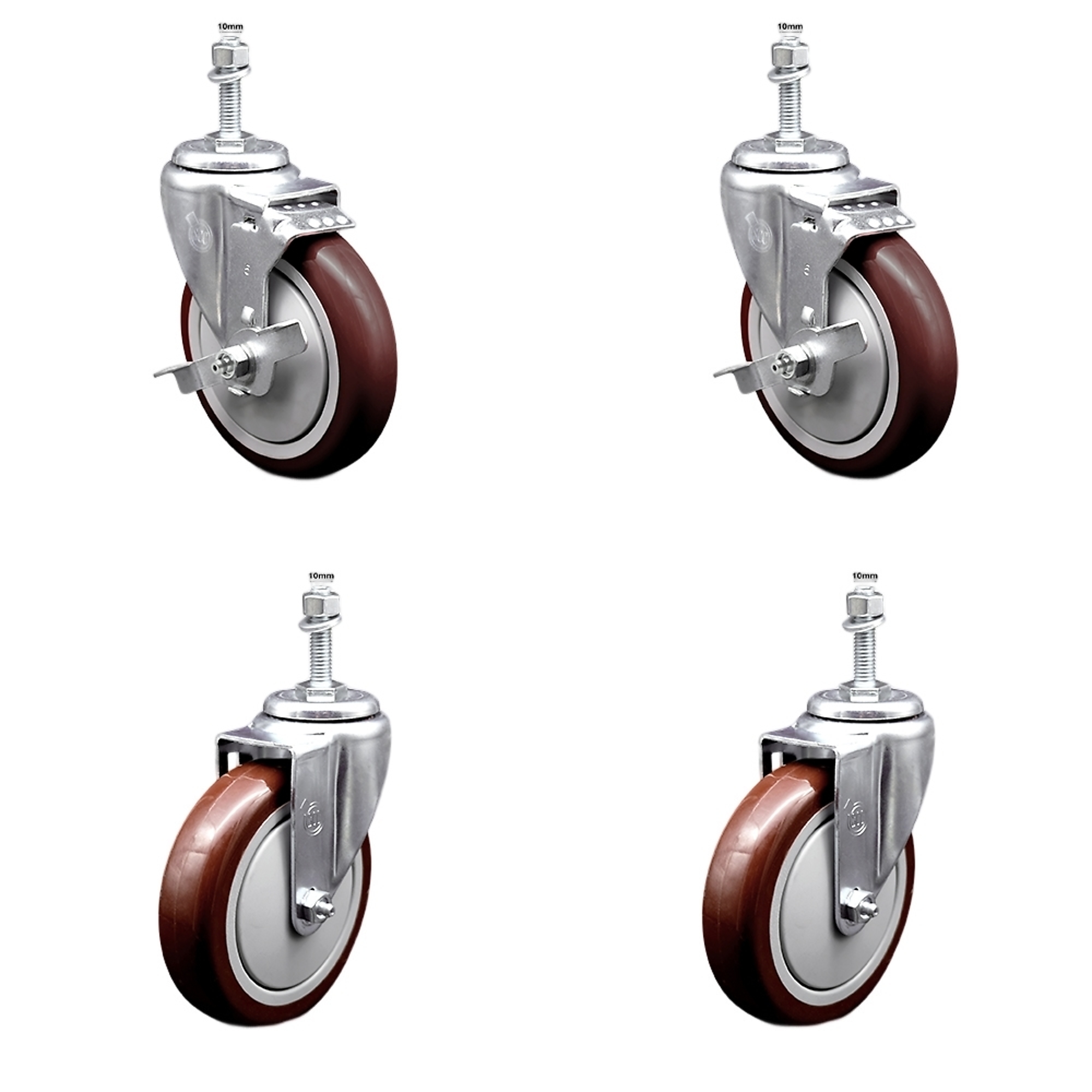 Service Caster, 5Inch x 1 1/4Inch Stem Casters, Wheel Diameter 5 in, Caster Type Swivel, Package (qty.) 4, Model SSTS20S514-PPUB-MRN-TLB-M1015-2-S-2