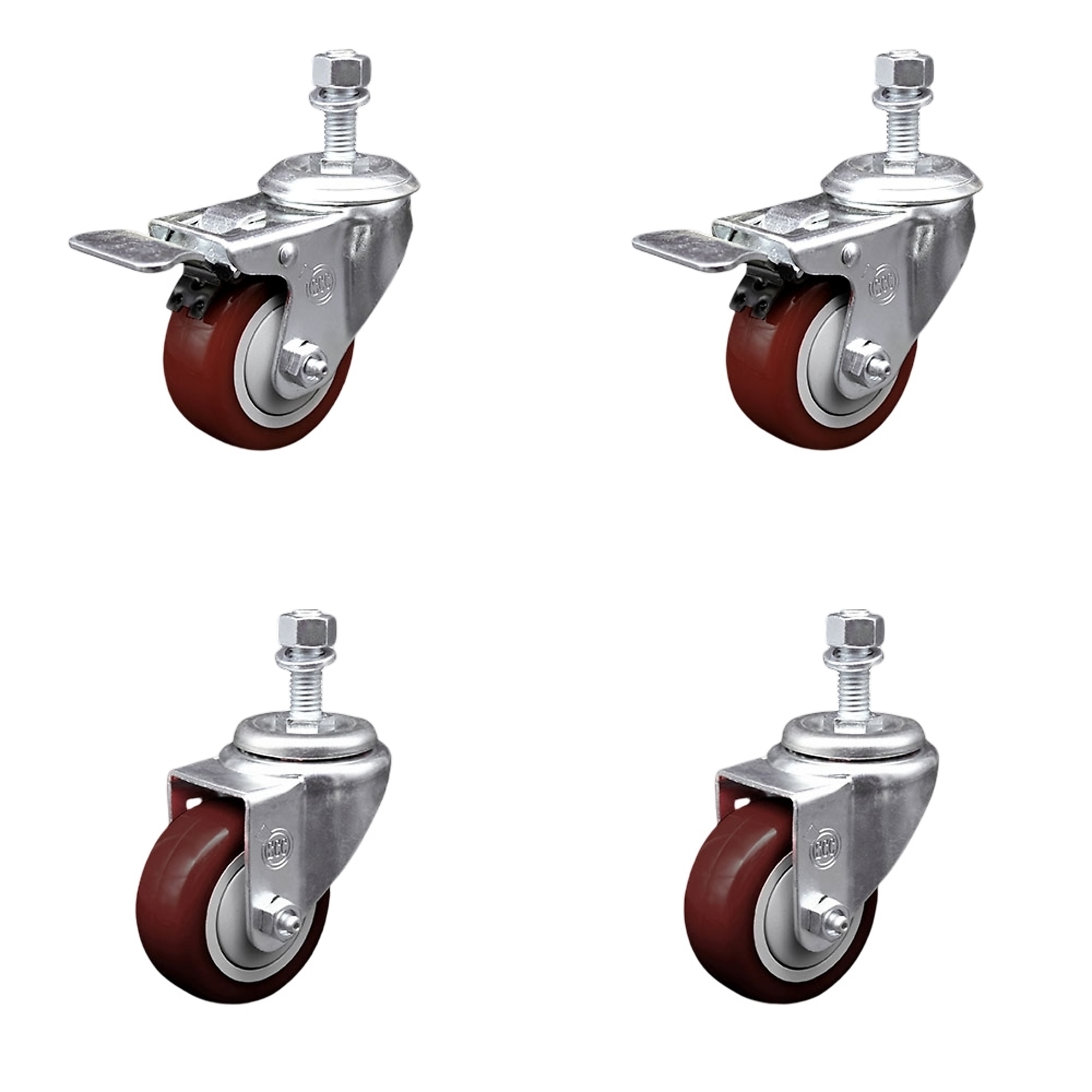 Service Caster, 3 1/2Inch x 1 1/4Inch Stem Casters, Wheel Diameter 3.5 in, Caster Type Swivel, Package (qty.) 4, Model SCC-TSTTL20S3514-PPUB-MRN-M1215